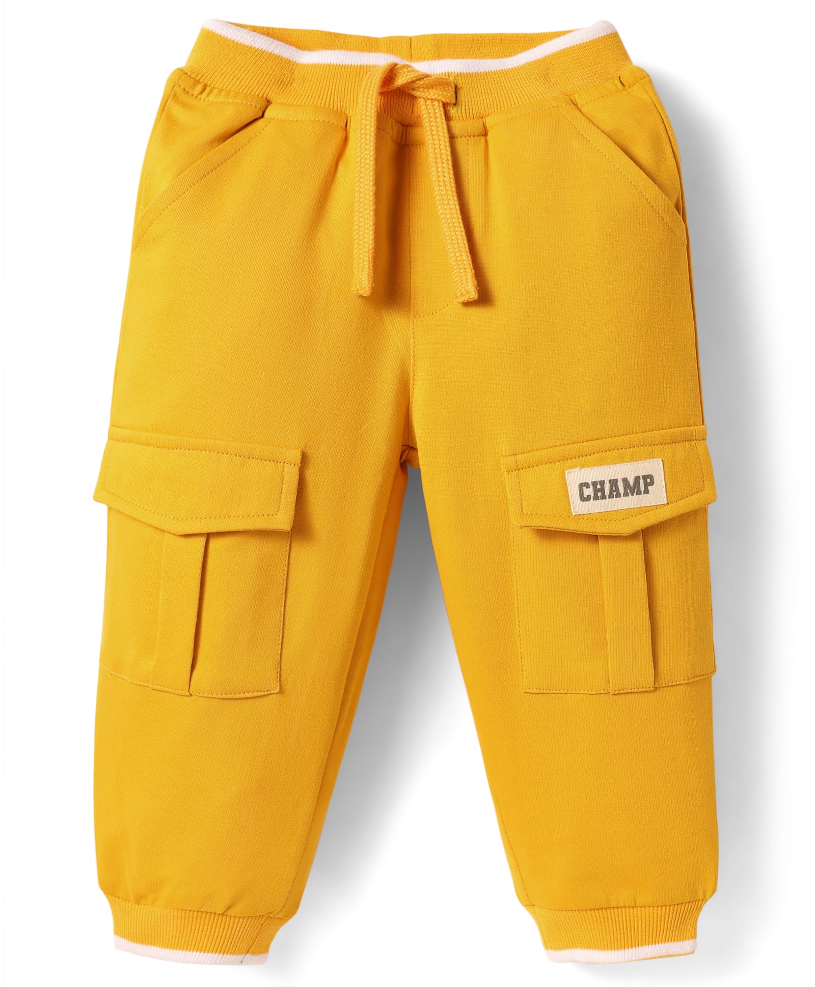 Babyhug Cotton Looper Knit Full Length Lounge Pant With Patch Detailing & Cargo Pockets - Yellow-image-28