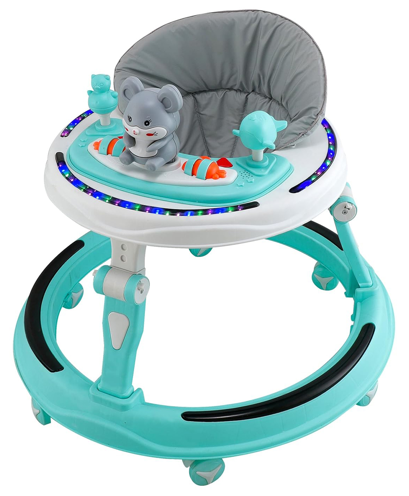 JoyRide Bounce Baby Walker 6-24 Months | 7 Level Height Adjustment Walker for Kids Boy and Girl with Integrated RGB Lights, Switchable Food & Musical Toy Tray | Premium Baby Activity Walker Green-image-34