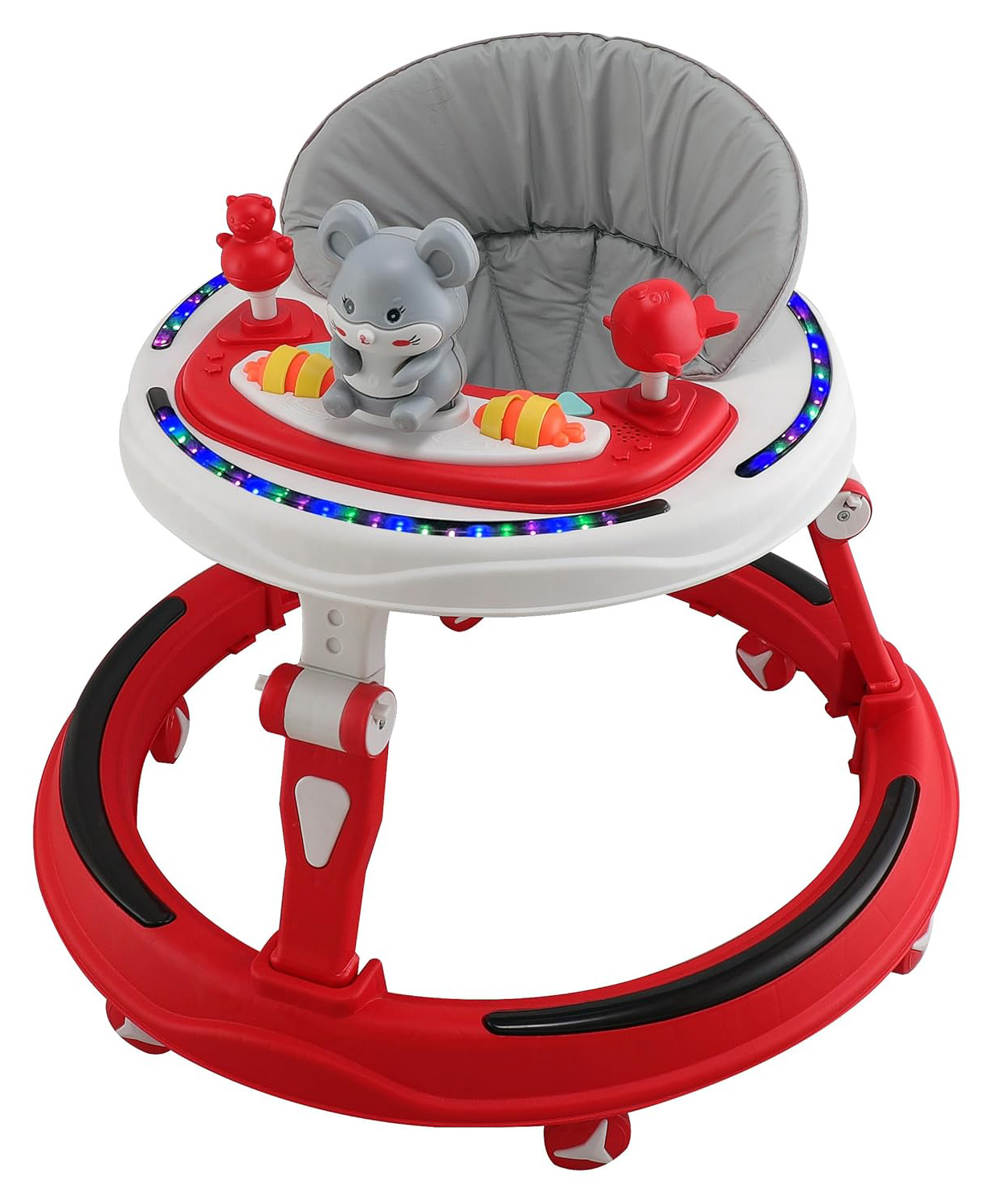 JoyRide Bounce Baby Walker 6-24 Months | 7 Level Height Adjustment Walker for Kids Boy and Girl with Integrated RGB Lights, Switchable Food & Musical Toy Tray | Premium Baby Activity Walker Red-picture-30