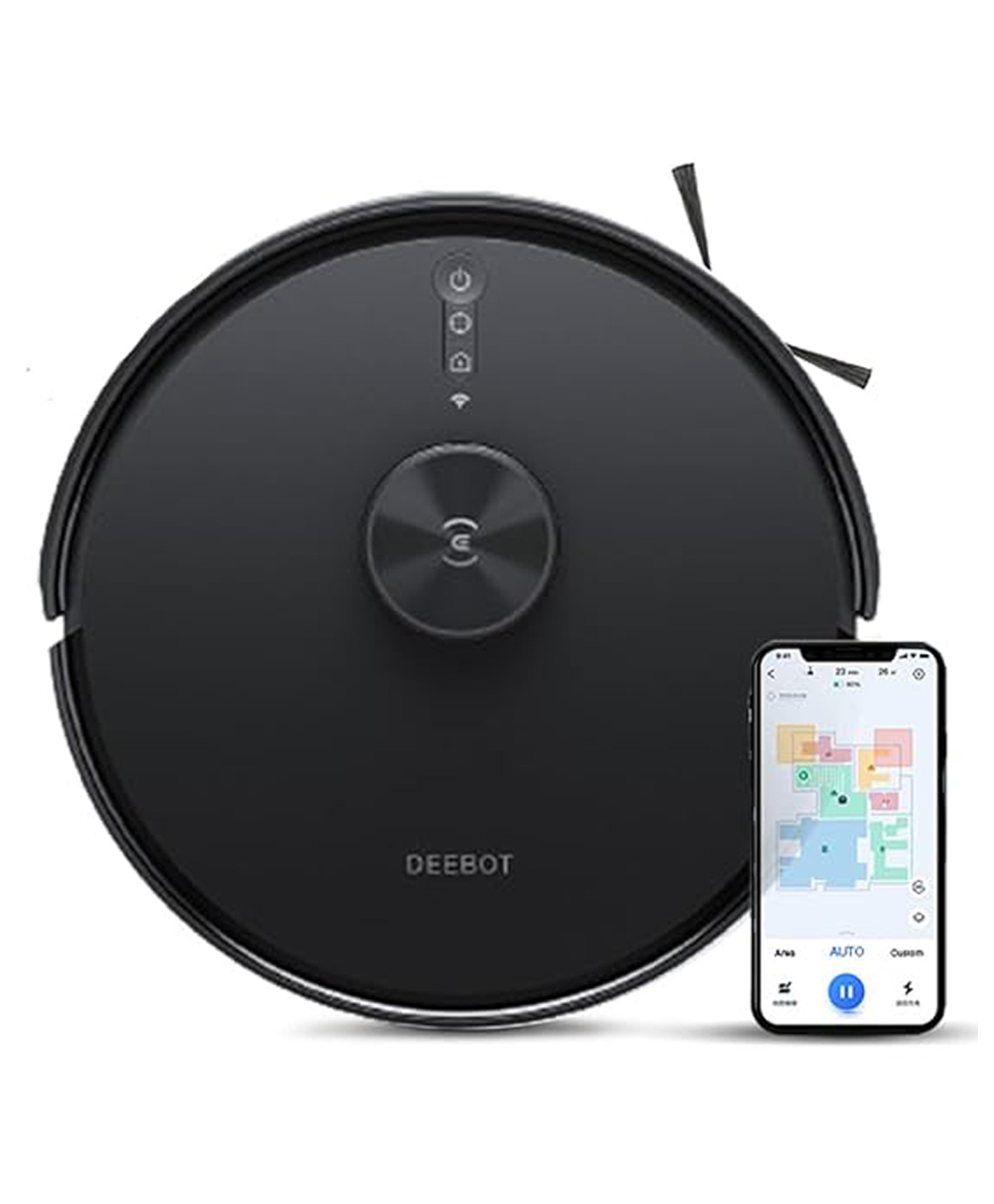 ECOVACS Deebot Y1 Robot Vacuum Cleaner 5200 Mah Battery Pro 2-In-1 Covers 3500+ Sq. Ft. - Black