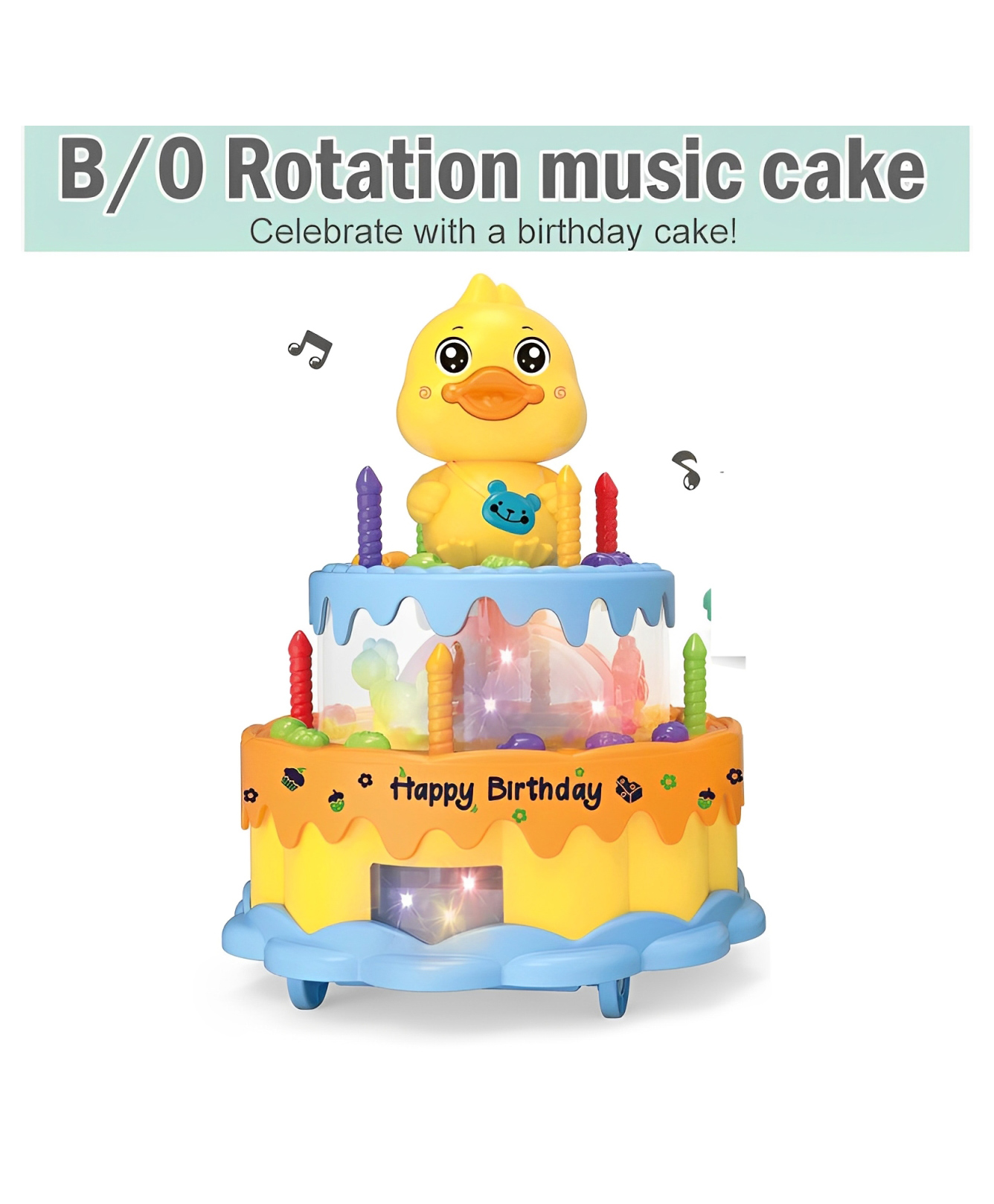 ADKD Musical Happy Birthday Cake Toy with Rotating Duck and Lights - Interactive & Fun for Kids-image-24