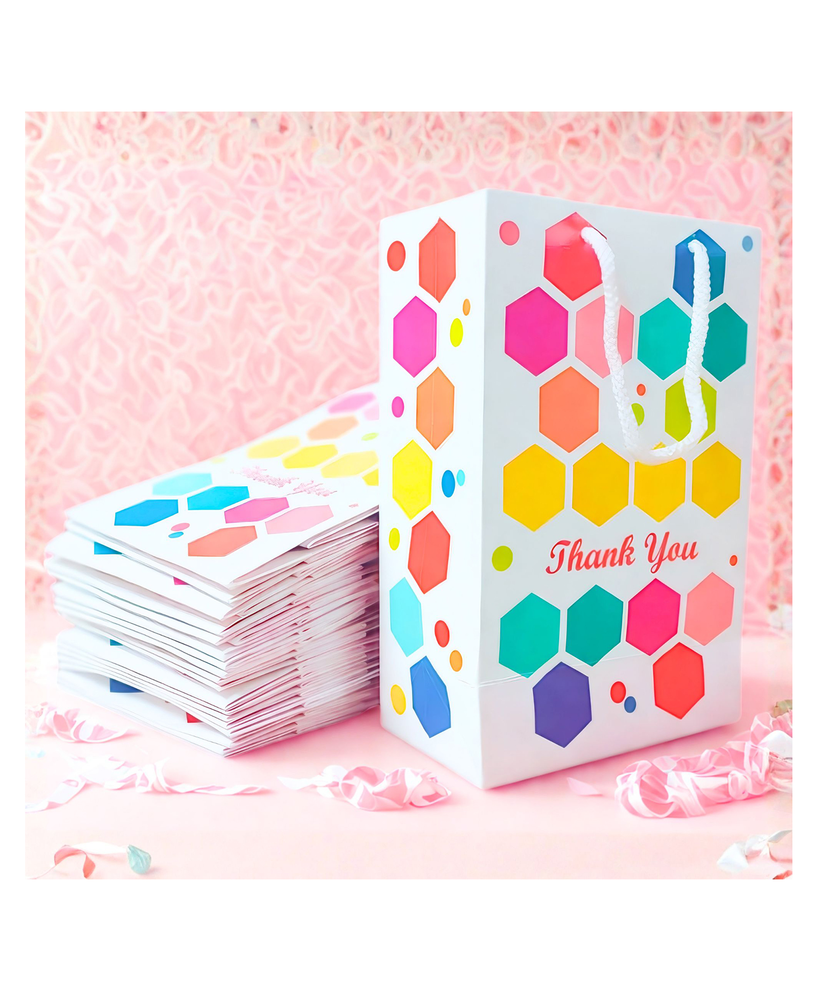 Birthday Popper Premium Small Thank You Paper Goody Bags for Return Gifts (Set of 20) - Multicolor; Size: 6 x 9 x 3 Inches-image-29