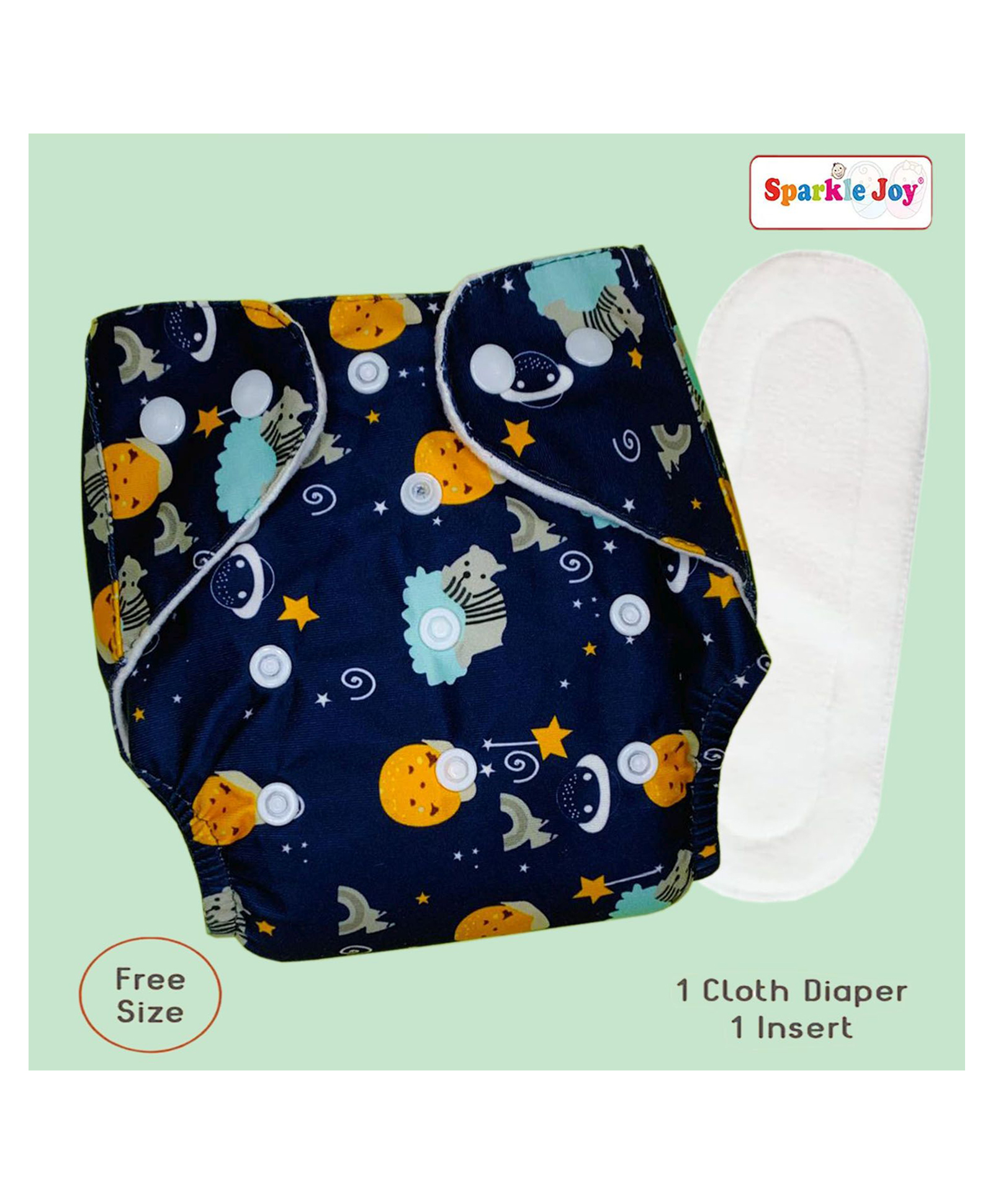 Sparkle Joy Reusable Cloth Diapers Cotton Adjustable Size Multicolor With Insert Pad-picture-23