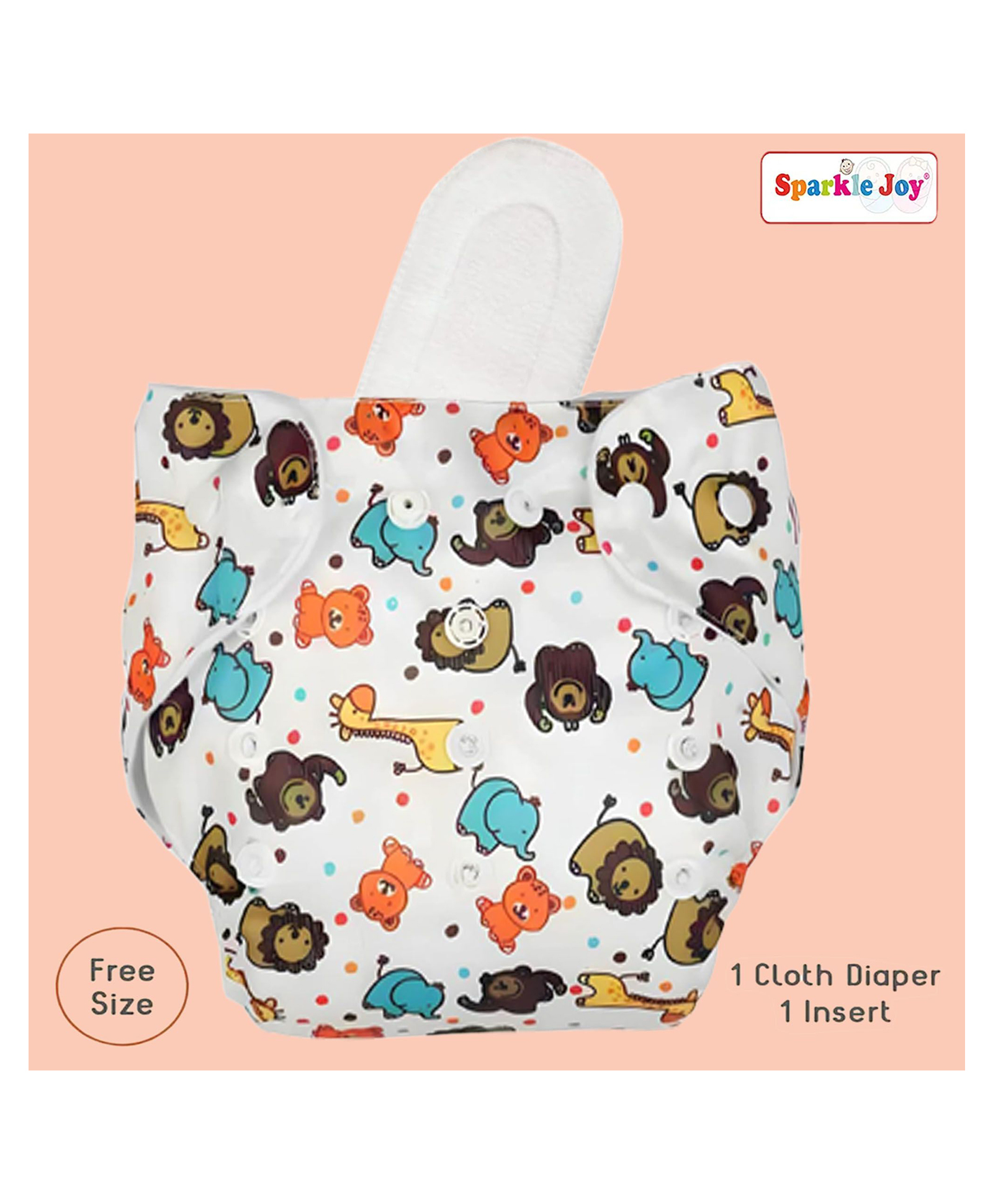 Sparkle Joy Reusable Cloth Diapers Cotton Adjustable Size Multicolor With Insert Pad-image-43