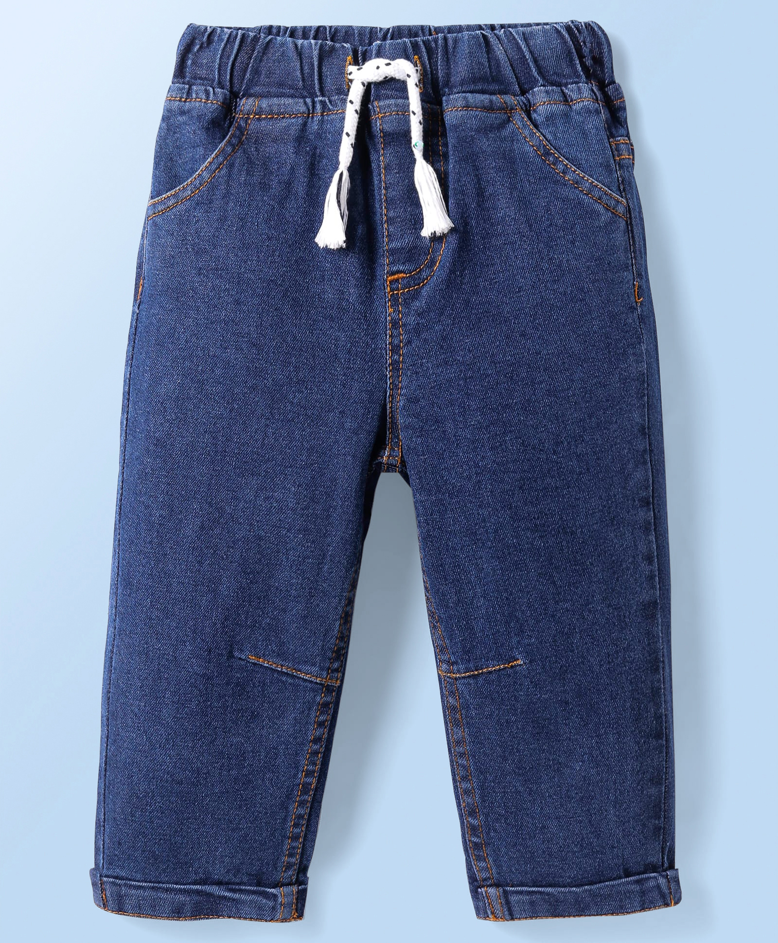 Mark & Mia Full Length Cotton Lycra Denim Jeans with Cord Detailing - Navy Blue-picture-27