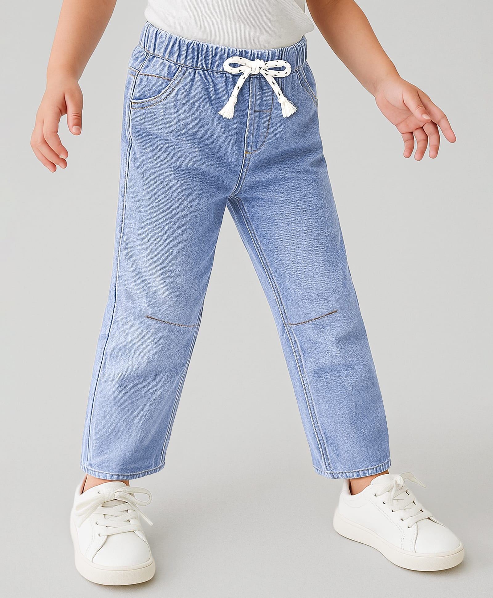 Mark & Mia Cotton Lycra Full Length Solid Color Jeans - Light Blue-picture-28