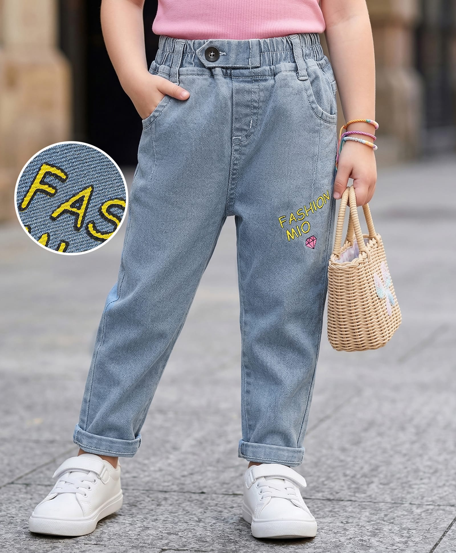Mark & Mia Denim Full Length Jeans With Fashion Text Print - Blue-picture-23