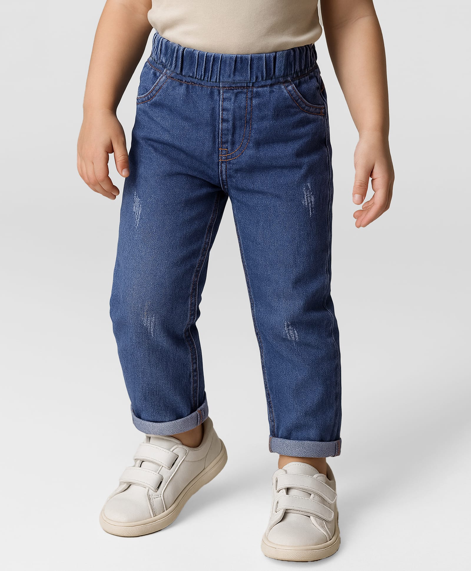 Mark & Mia Cotton Lycra Full Length Jeans with Distressed Detailing - Blue-picture-21