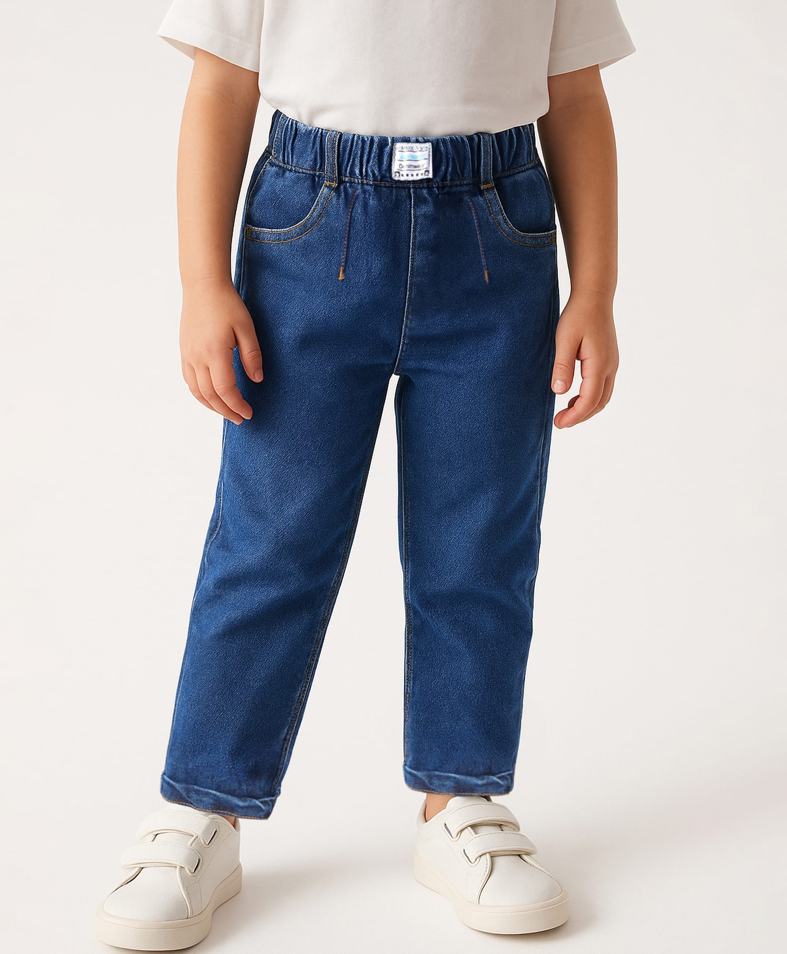 Mark & Mia Cotton Lycra Full Length Solid Color Jeans - Blue-picture-30