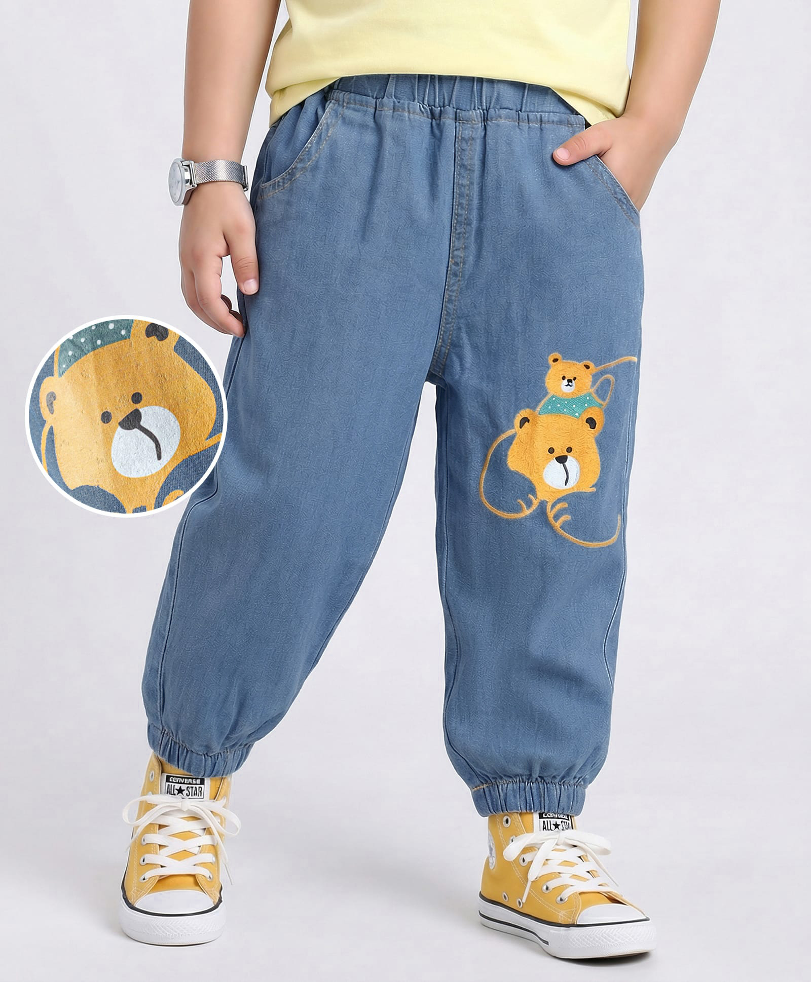 Mark & Mia Cotton Lycra Full LengthJeans With Animal Print - Light Blue-picture-10