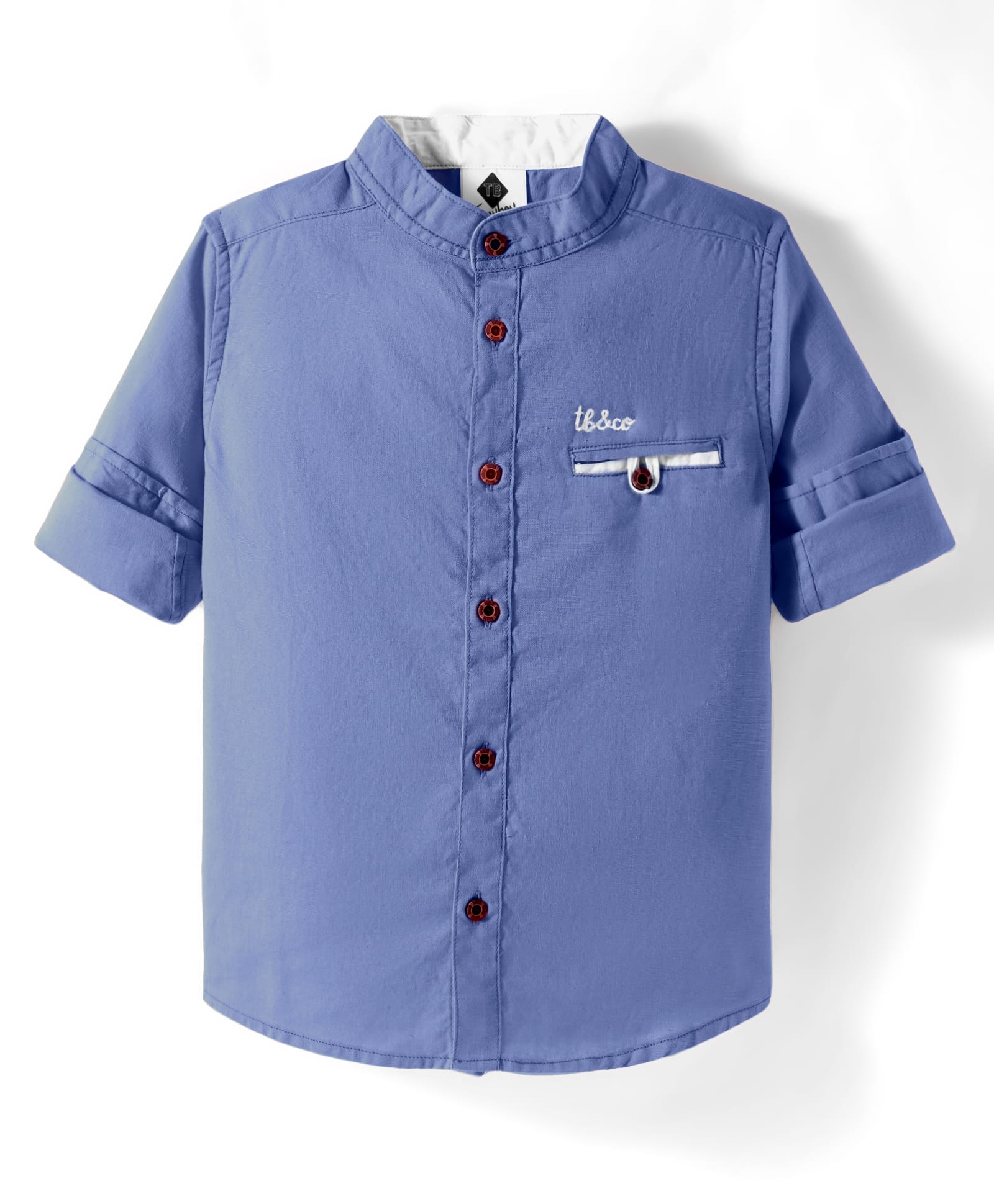 TONYBOY Cotton Full Sleeves Solid Shirt - Blue-image-15
