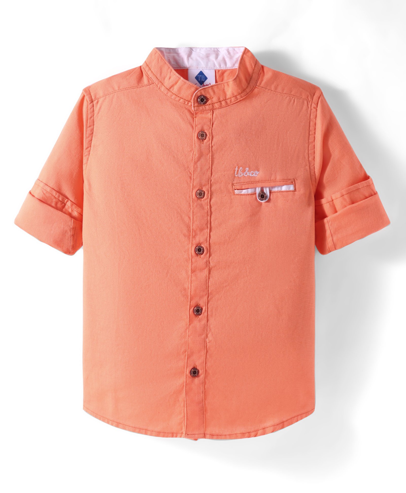 TONYBOY Cotton Full Sleeves Solid Shirt - Orange-picture-11