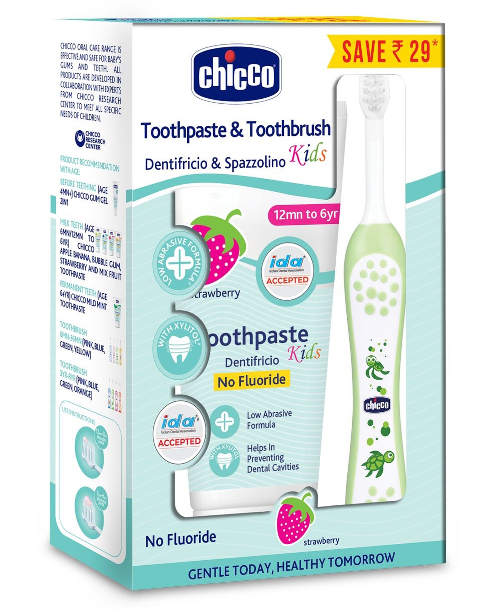 Chicco Toothpaste Strawberry with Free Toothbrush Green - 50 g-image-10