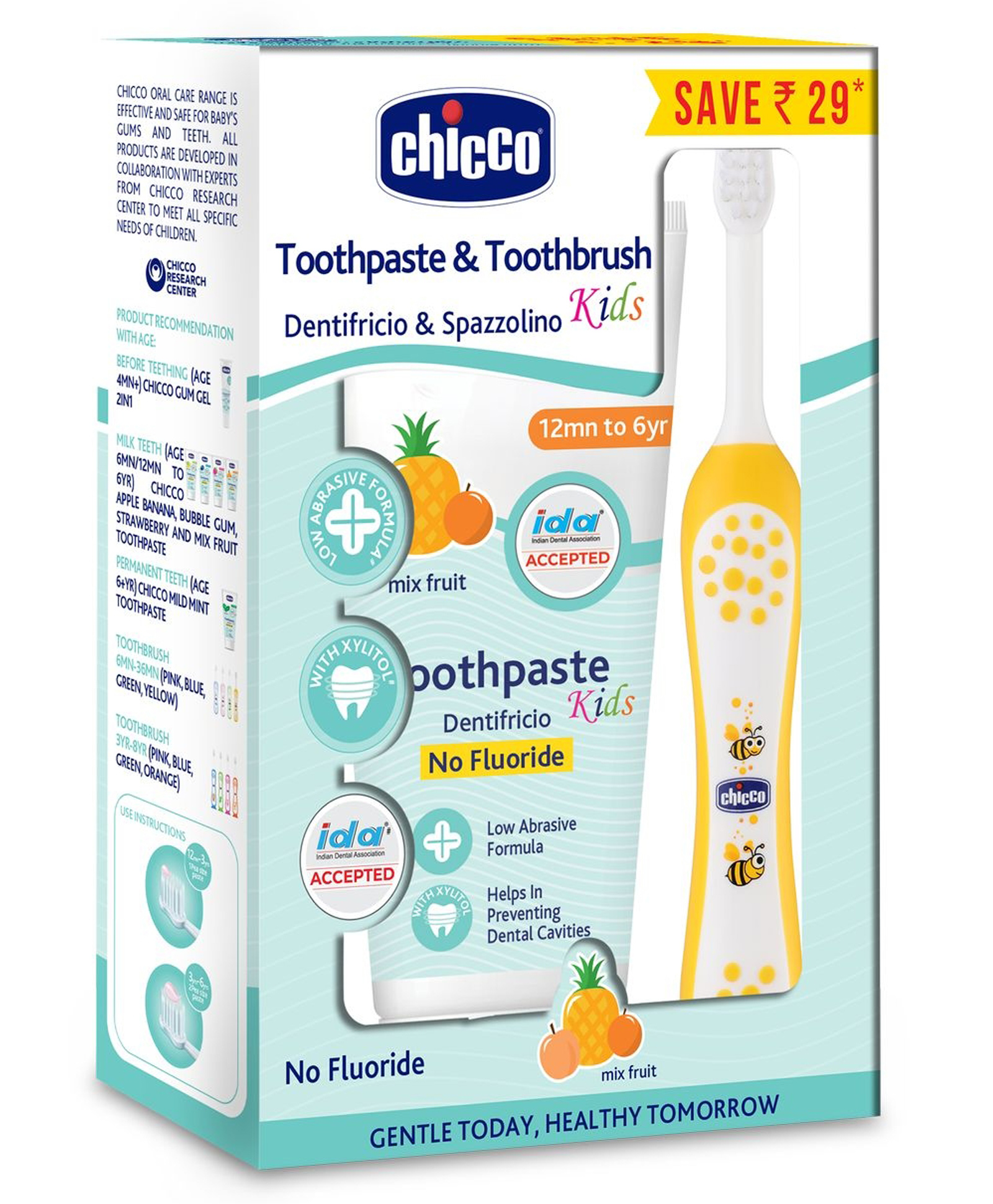 Chicco Toothpaste Mixfruit with Free Toothbrush Green - 50 g-image-35