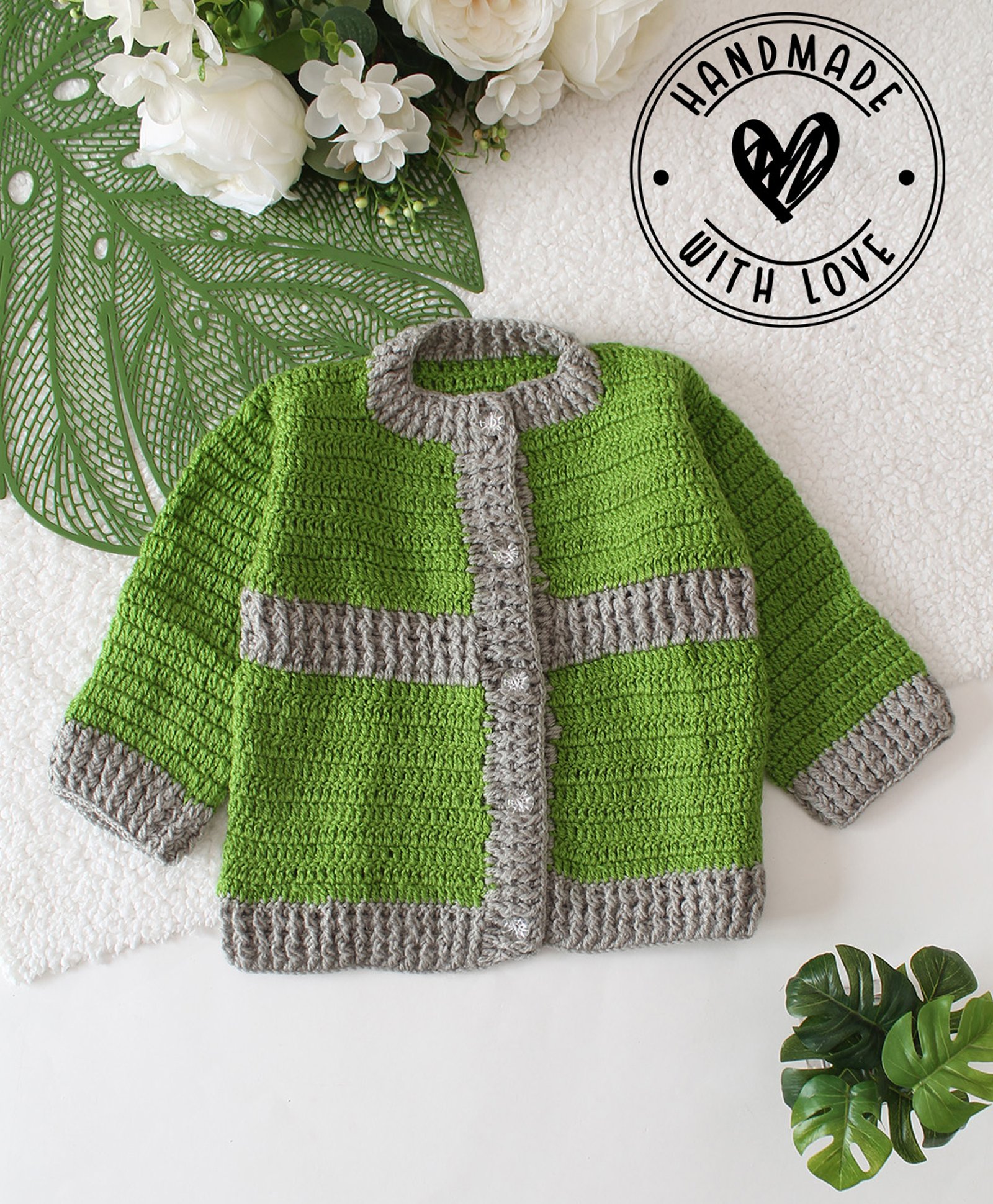 Woonie Full Sleeves Colour Blocked Hand Knitted Sweater - Green-picture-19