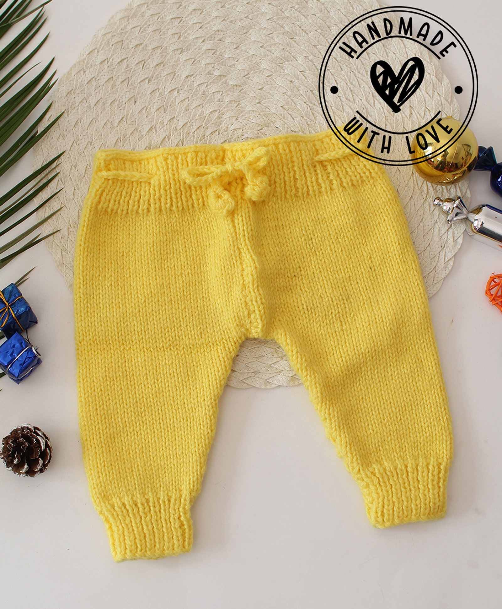 Woonie Solid Handknitted Pant - Yellow