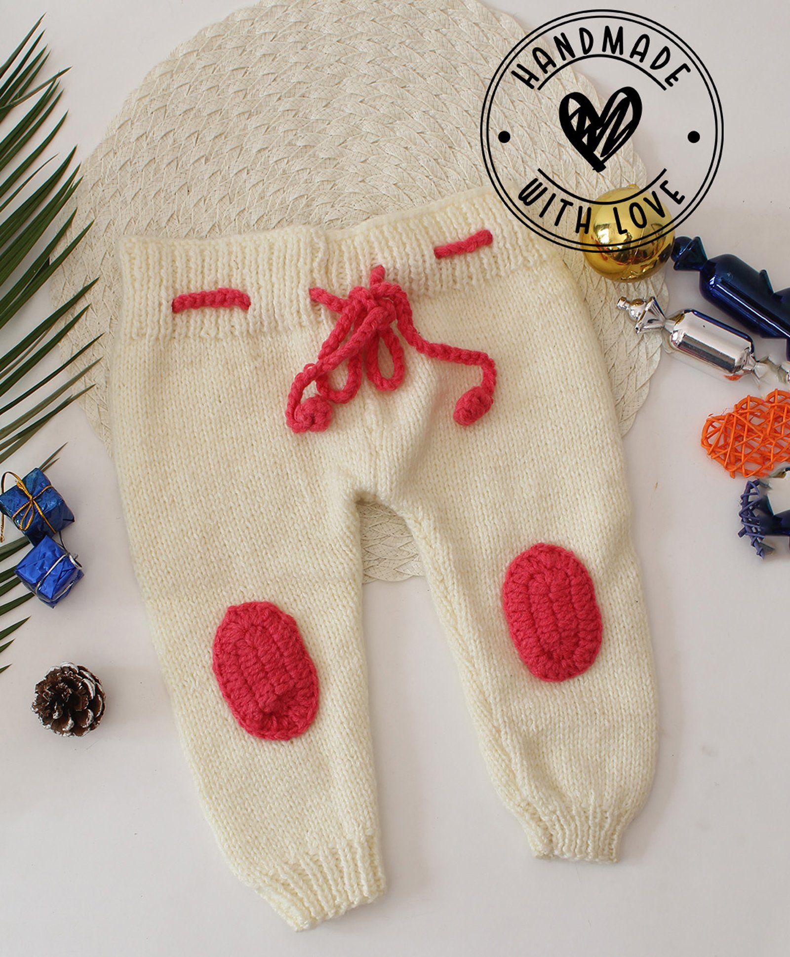 Woonie Abstract Designed Hand Knitted Pajama - Cream-picture-16