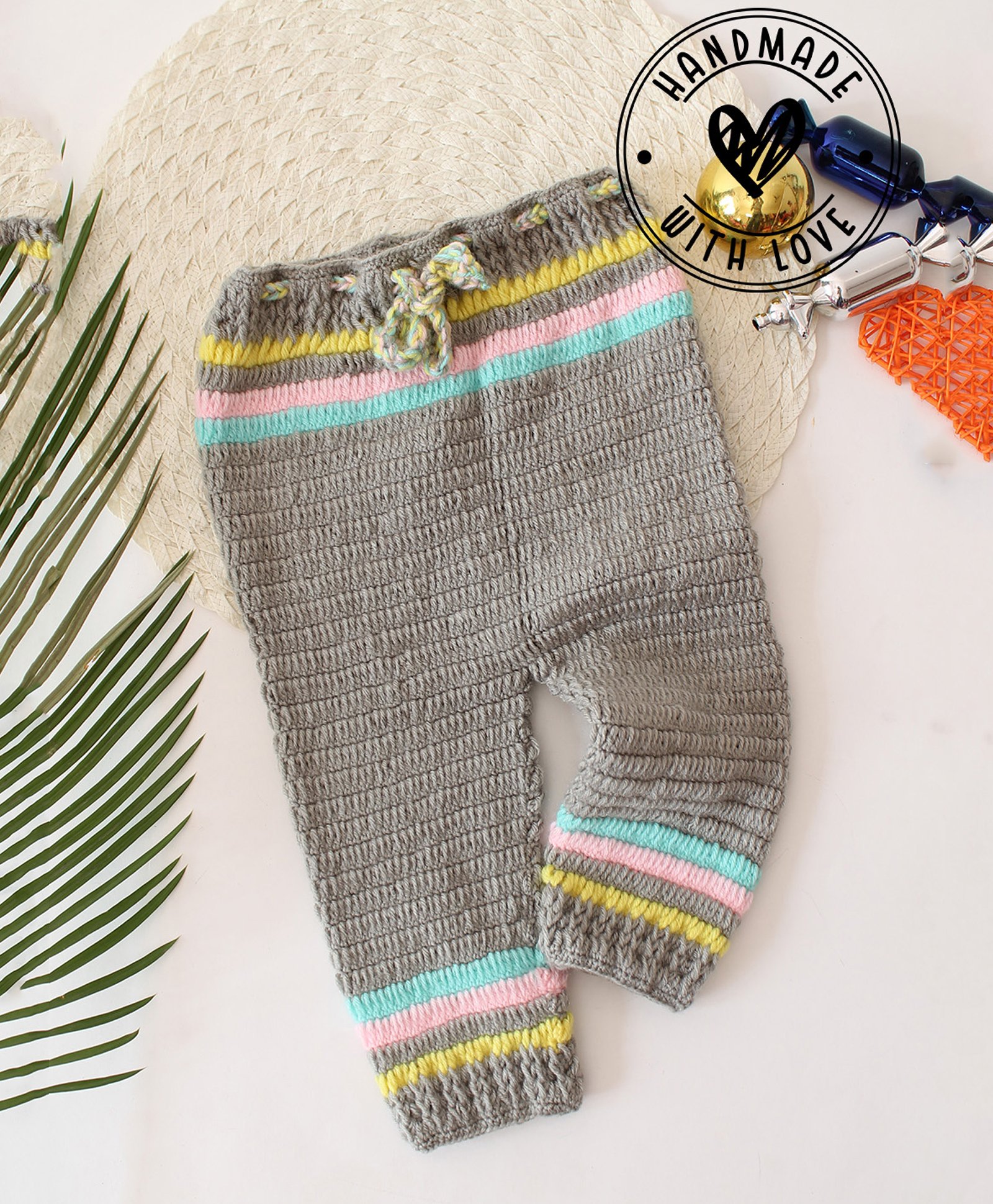Woonie Striped Hand Knitted Pant - Grey-picture-24