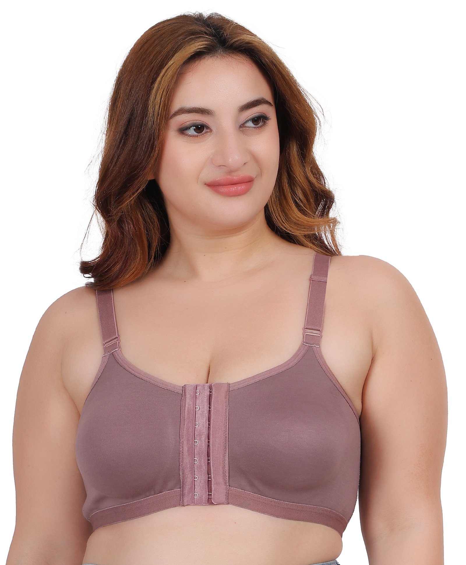 Fabme Cotton Blend Sleeveless Solid Non Padded Maternity Bra With Nursing Access - Purple-image-24