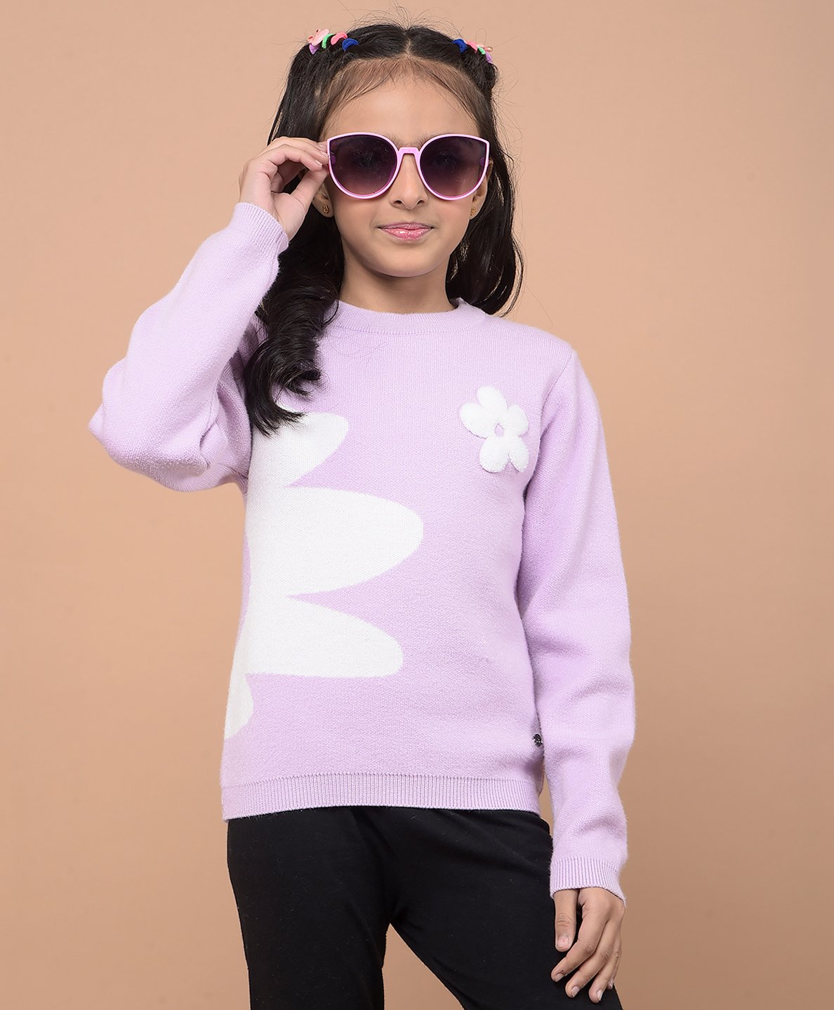 CRIMSOUNE CLUB Viscose Full Sleeves Floral Embellished & Designed Sweater - Purple-picture-19