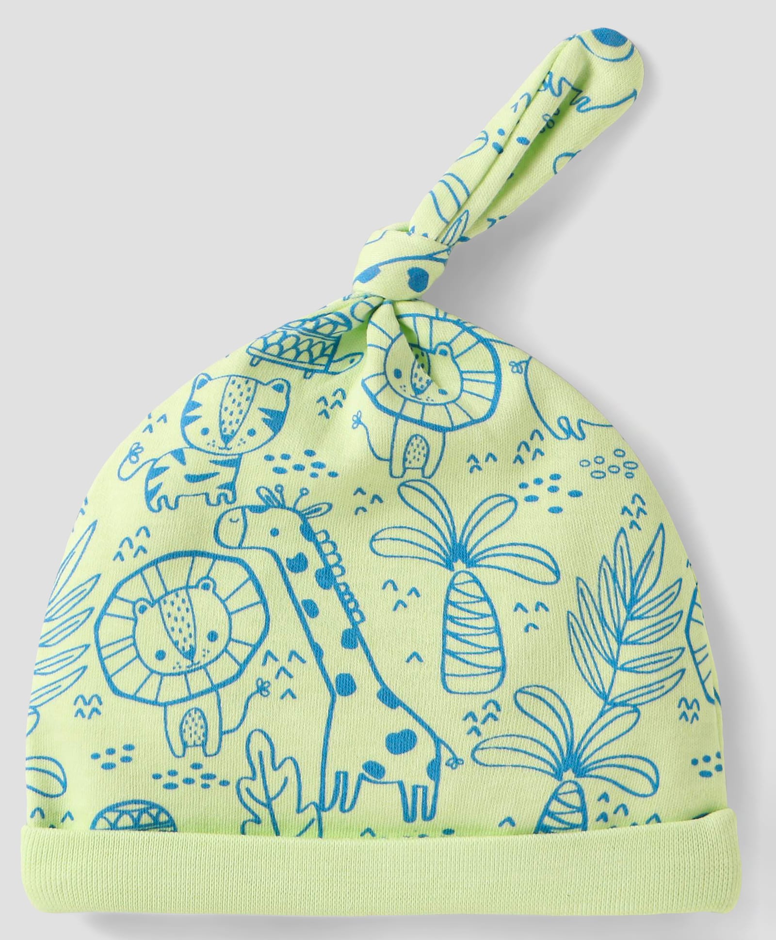 Babyhug 100% Cotton Cap with Jungle Print - Light Green-picture-20
