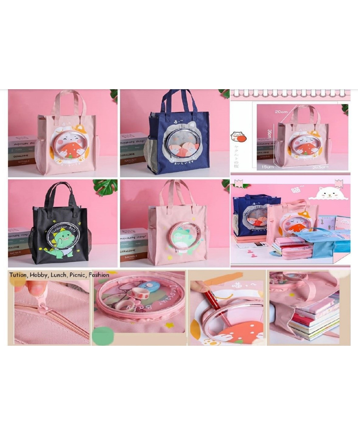 Sanjary Cotton Canvas Shopping Hand Bag for kids color design may vary-picture-3
