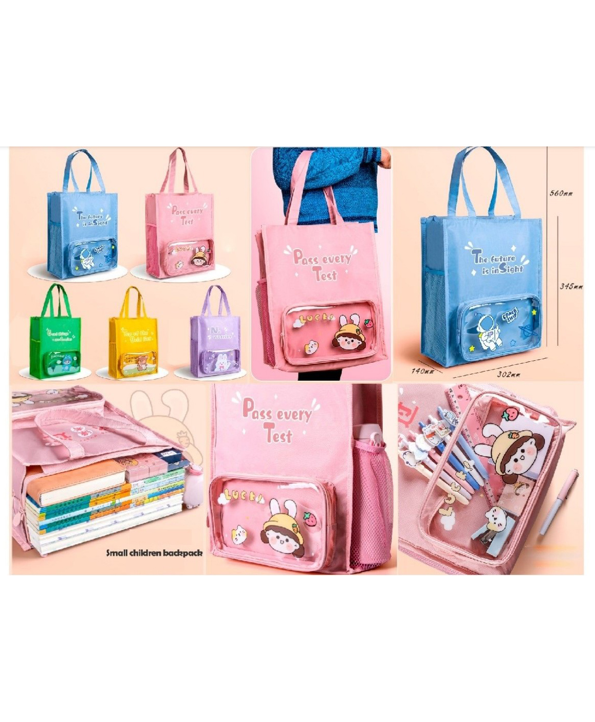 SANJARY Cute Hand Carry Children's Tutorial Bag Super Large Capacity color design may vary-image-22
