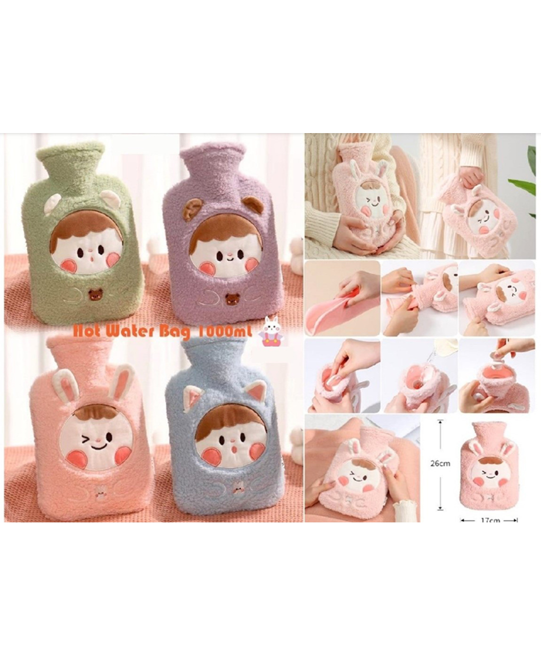 SANJARY Cute Baby Theme Hot Water Bag 1000ml color design may vary-picture-27