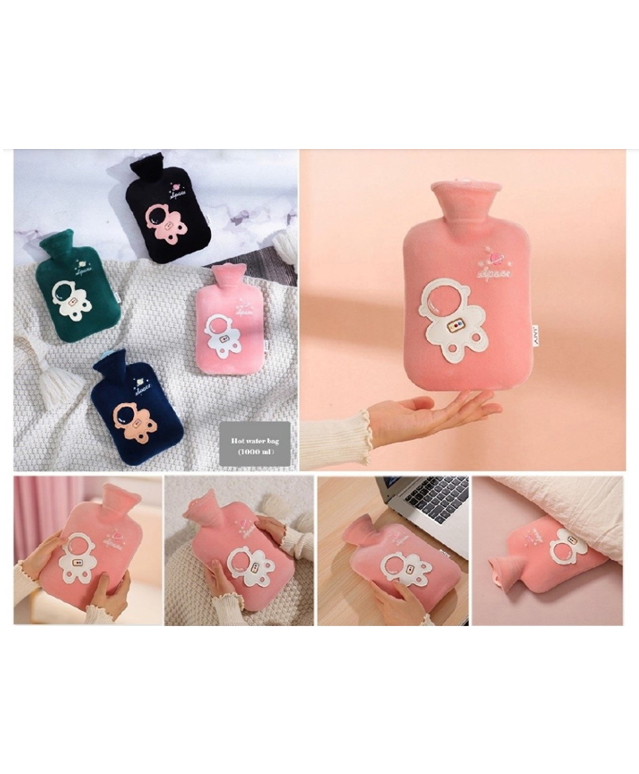 SANJARY Cute Astronaut Hot Water Bag 1000ml color design may vary-picture-18