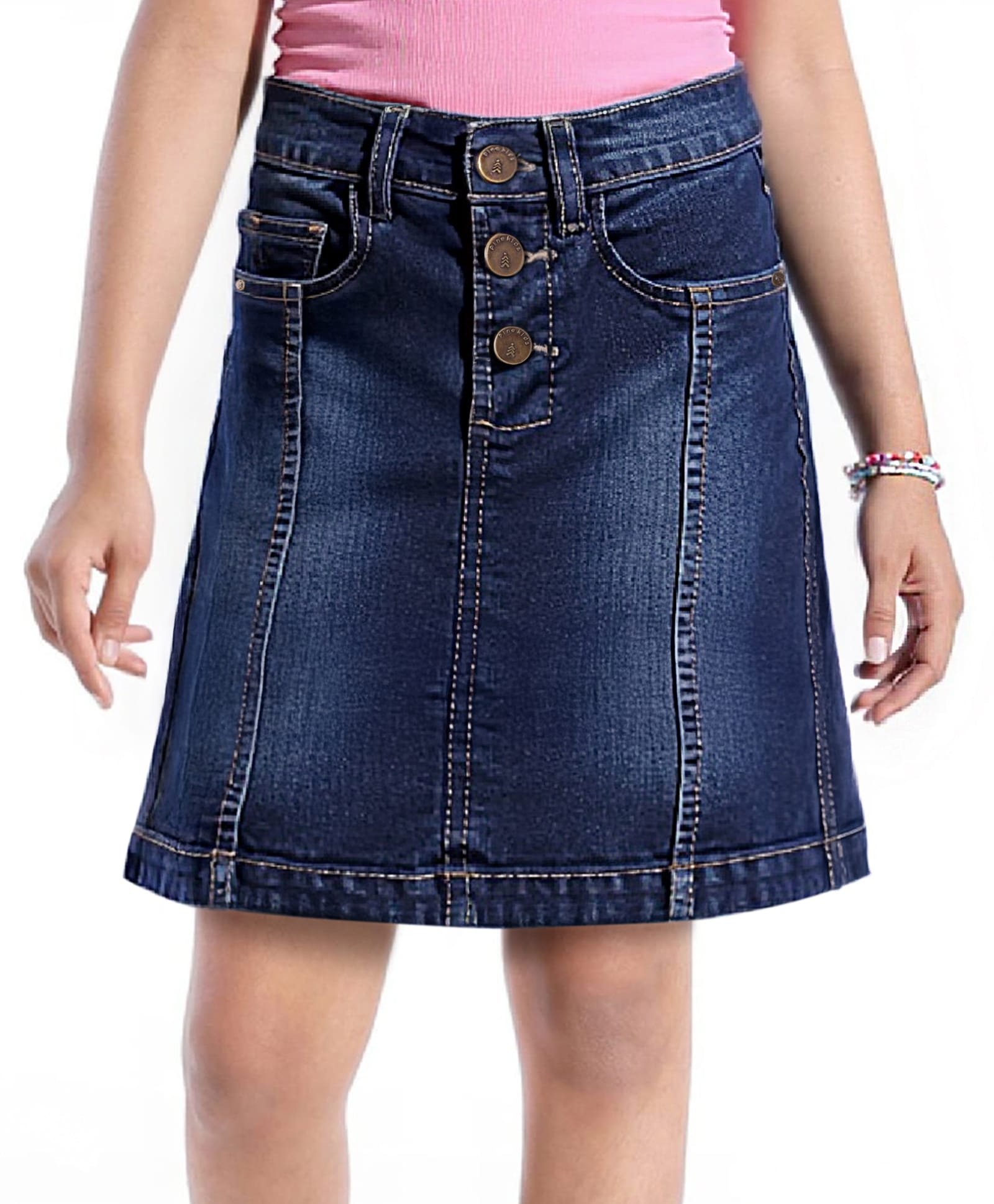 Pine Kids Above Knee Length Washed Denim Skorts - Navy Blue-image-20