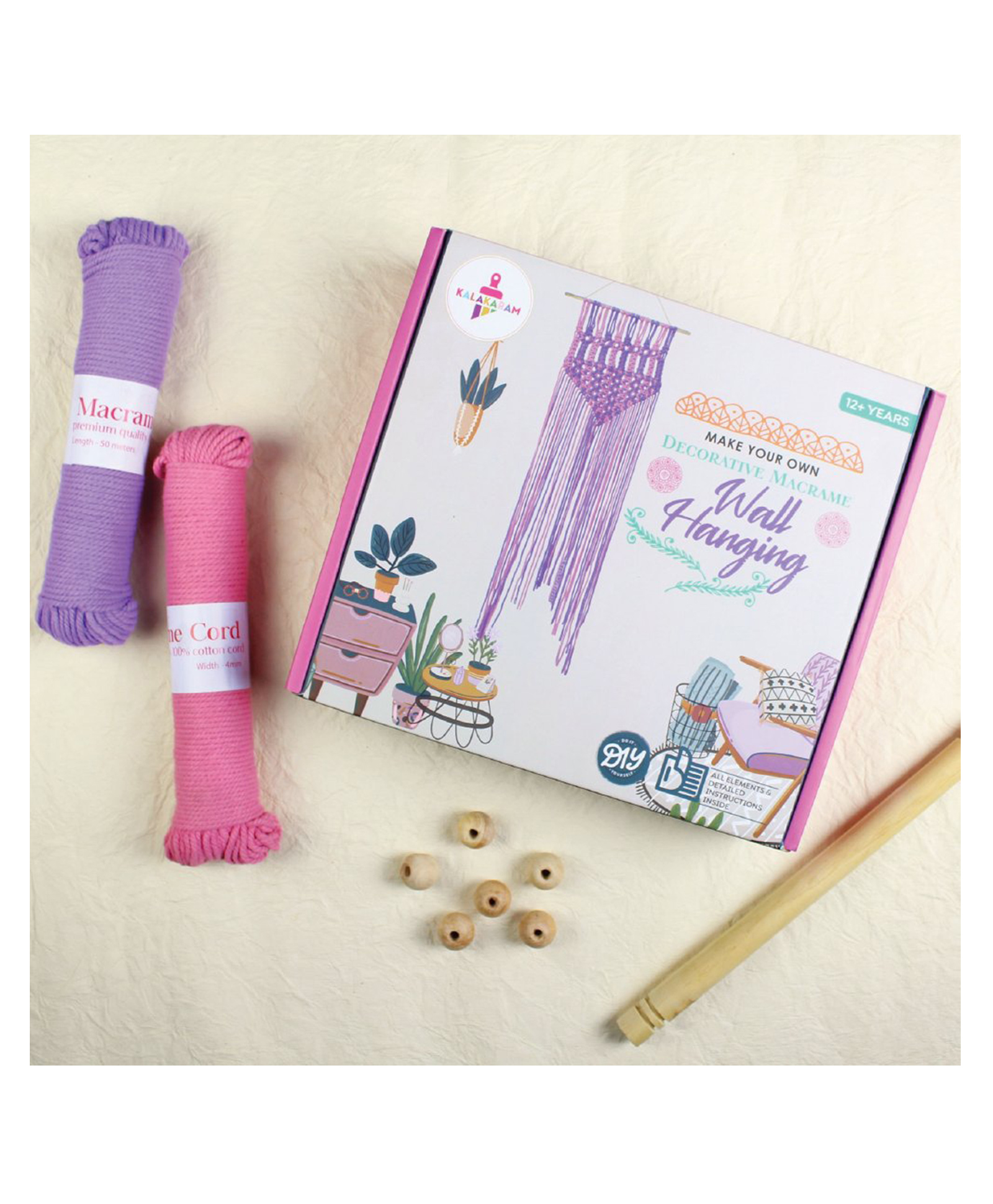Kalakaram Pink Purple Macrame Wall Hanging Kit-picture-15