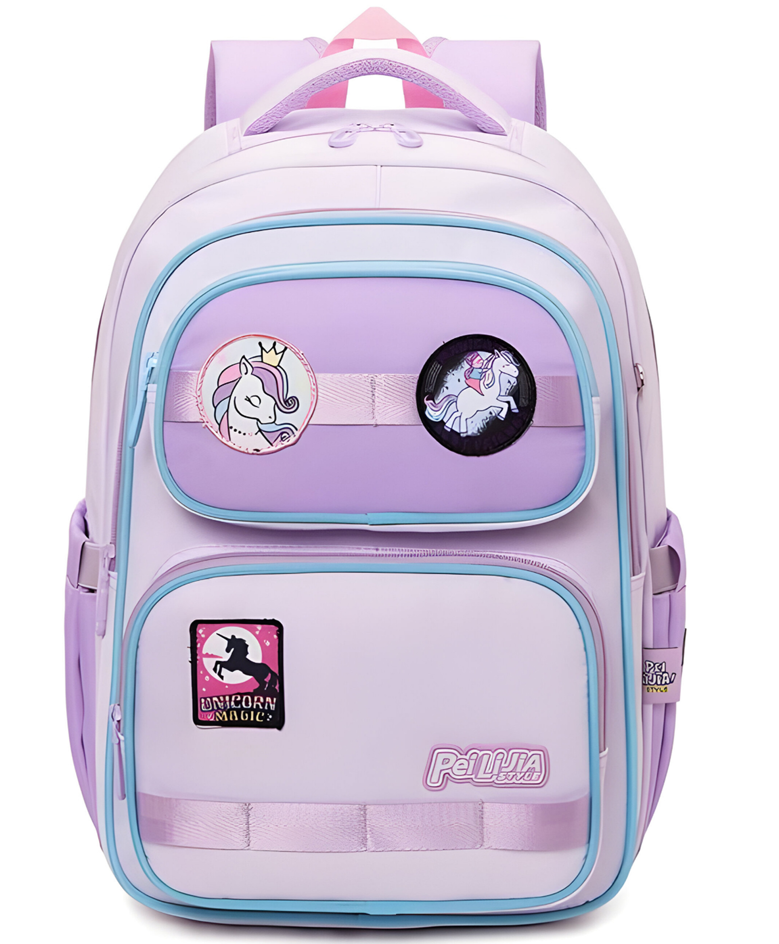 Schoolish Unicorn Theme Backpack for Kids Stylish Durable Water Resistant Backpack- School Bag, College Bag, Office Bagpack, Travel Backpack- Pack of 1- Color Lavender - 16 Inch-image-2