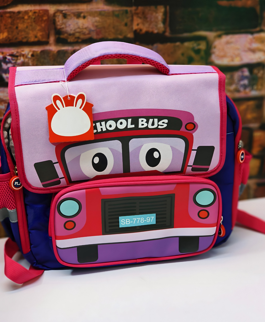 Schoolish Cute School Bus Design Rectangular Shape Bagpack for Preschool | Kindergarten | Kg-1 | Kg-2| School Picnic Travel Bag for Kids- Pack of 1- Multicolor- Height 9 Inch-image-33