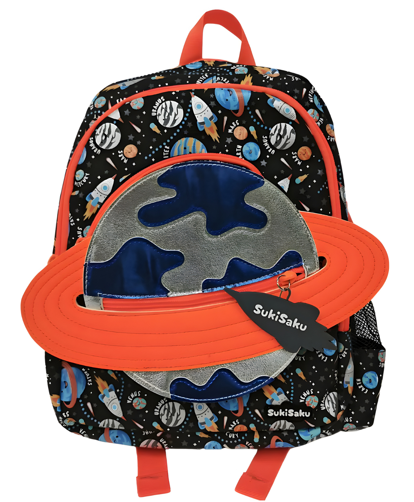 Schoolish3d Earth & PlanetsTheme School Bag for Boys and Girls, Zippered /padded and Adjustable Shoulder Strap, Lightweight Children's Travel Bag- Pack of 1- Multicolor-14 Inch-image-16