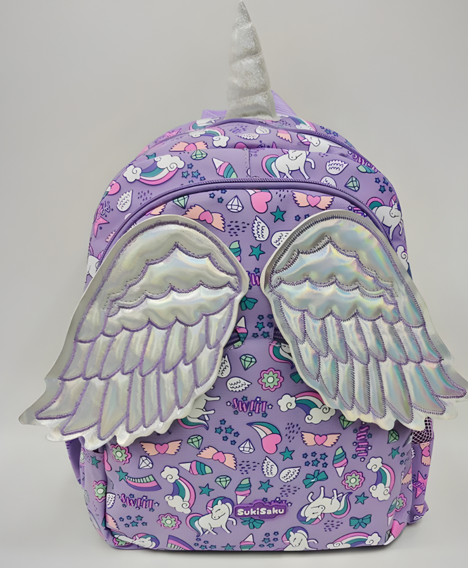 schoolish Schoolish3d Unicorn Wings Theme School Bag for Boys and Girls, Zippered /padded and Adjustable Shoulder Strap, Lightweight Children's Travel Bag- Pack of 1- Purple- 14 Inch-picture-36