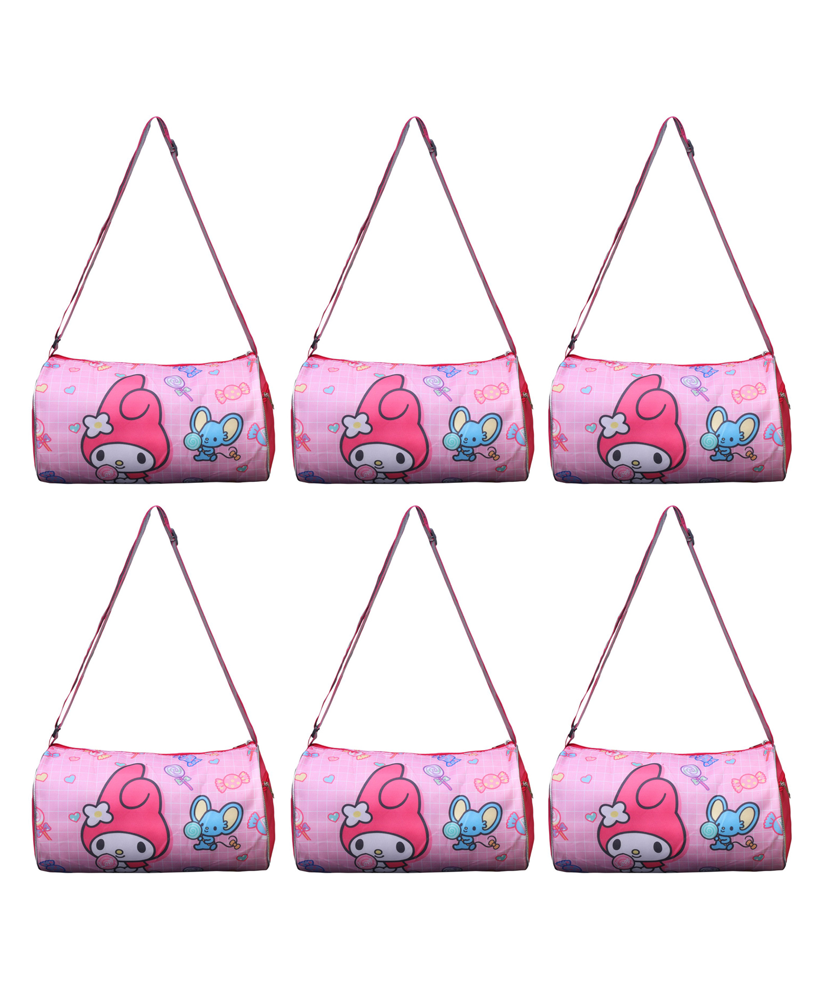 Happile baby print pink Kids 6 pieces combo Duffle shoulder bagfor school/travelling/sports/Picnic-image-27