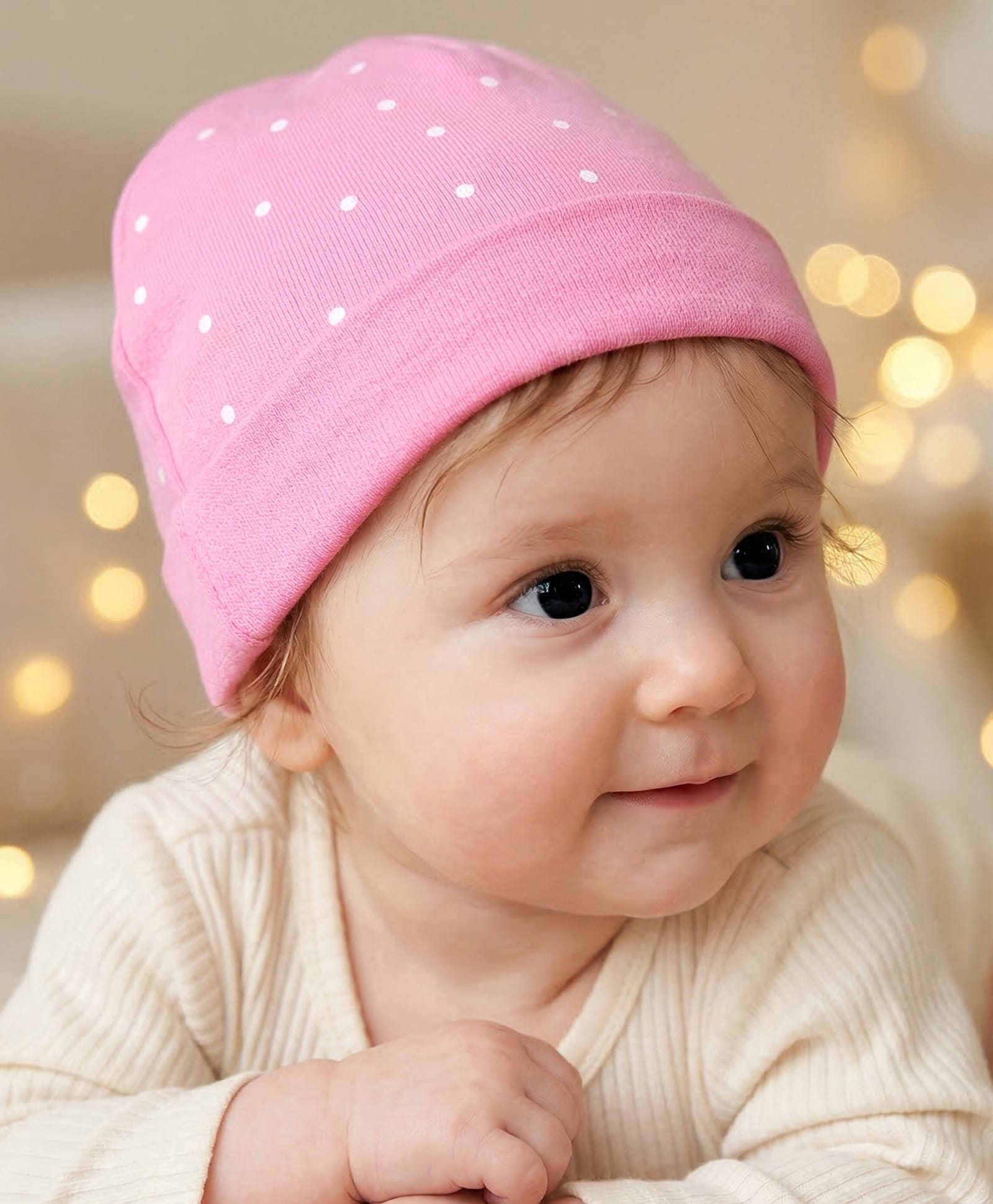 Babyhug Interlock Knit Cap With Polka Dots - Pink-picture-12