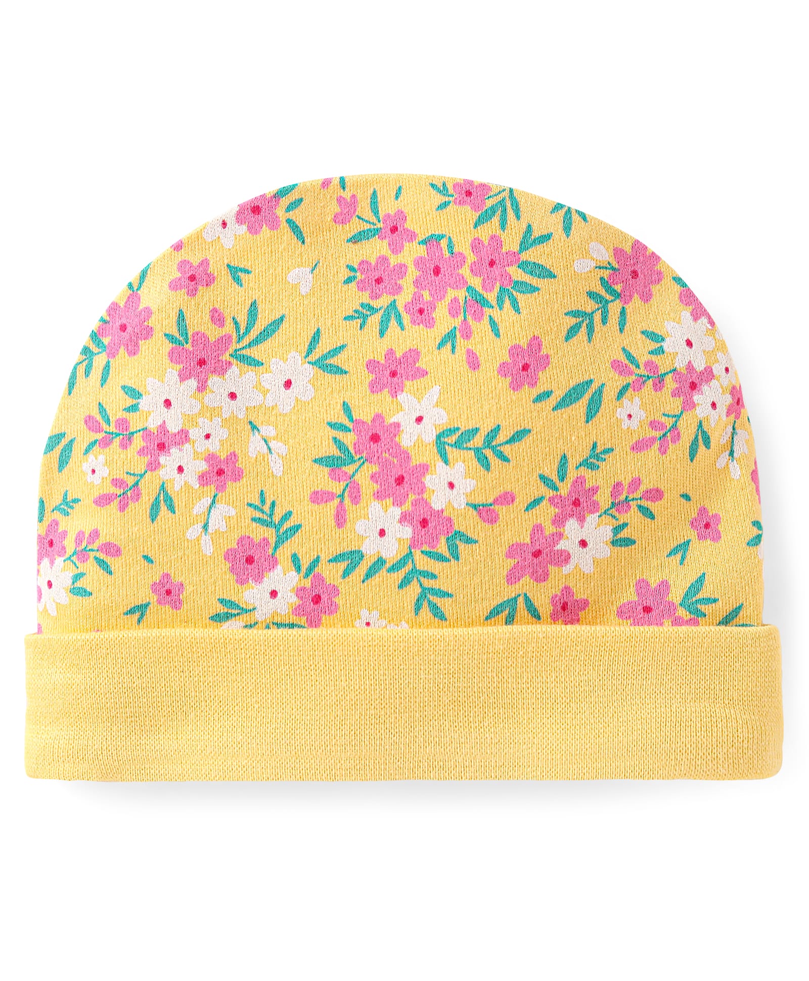 Babyhug Interlock Knit 100% Cotton Floral Printed Cap -Yellow-picture-15