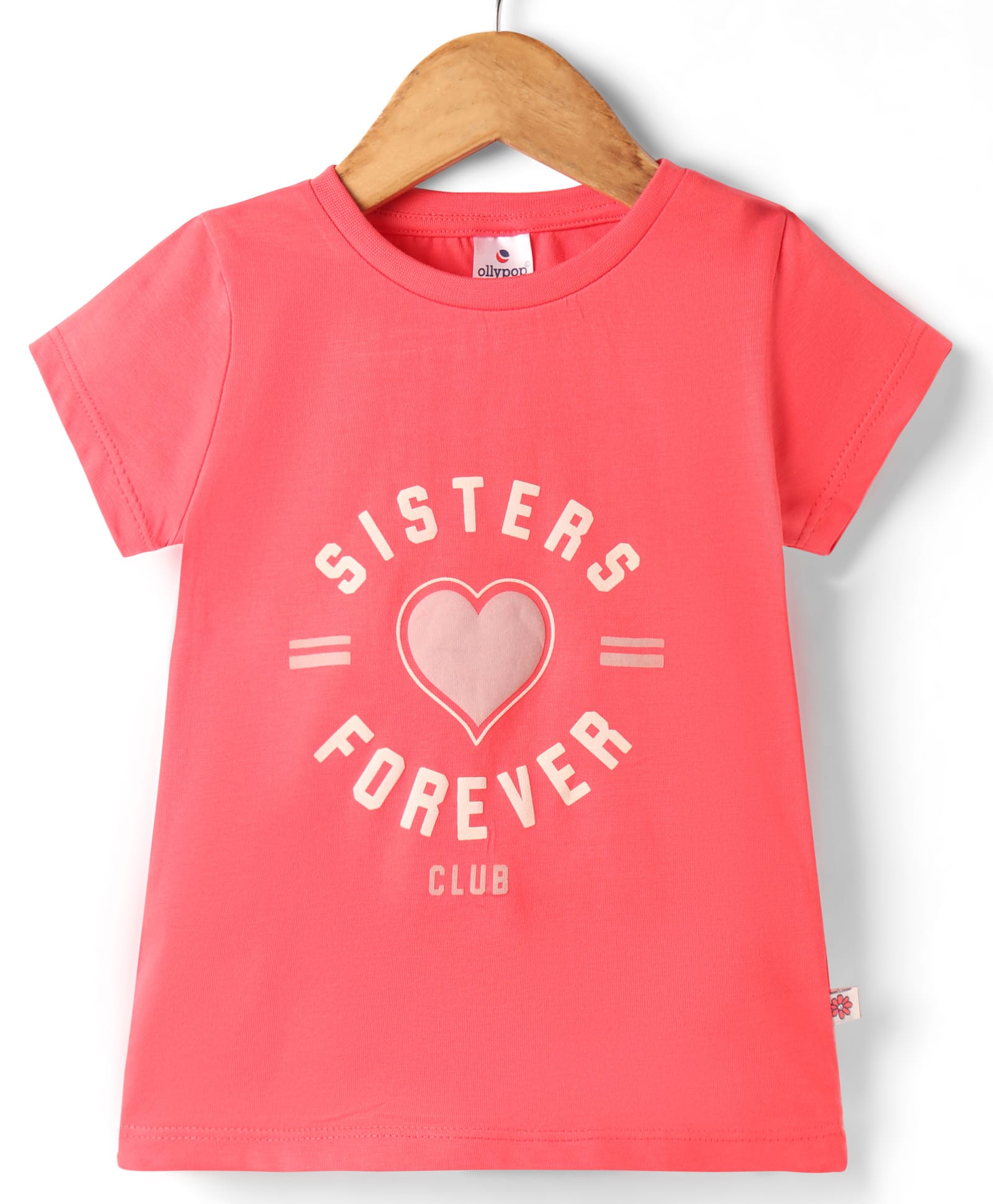 Ollypop Sinker Knit Half Sleeves T-Shirt With Sisters Forever Print - Dark Pink-picture-40