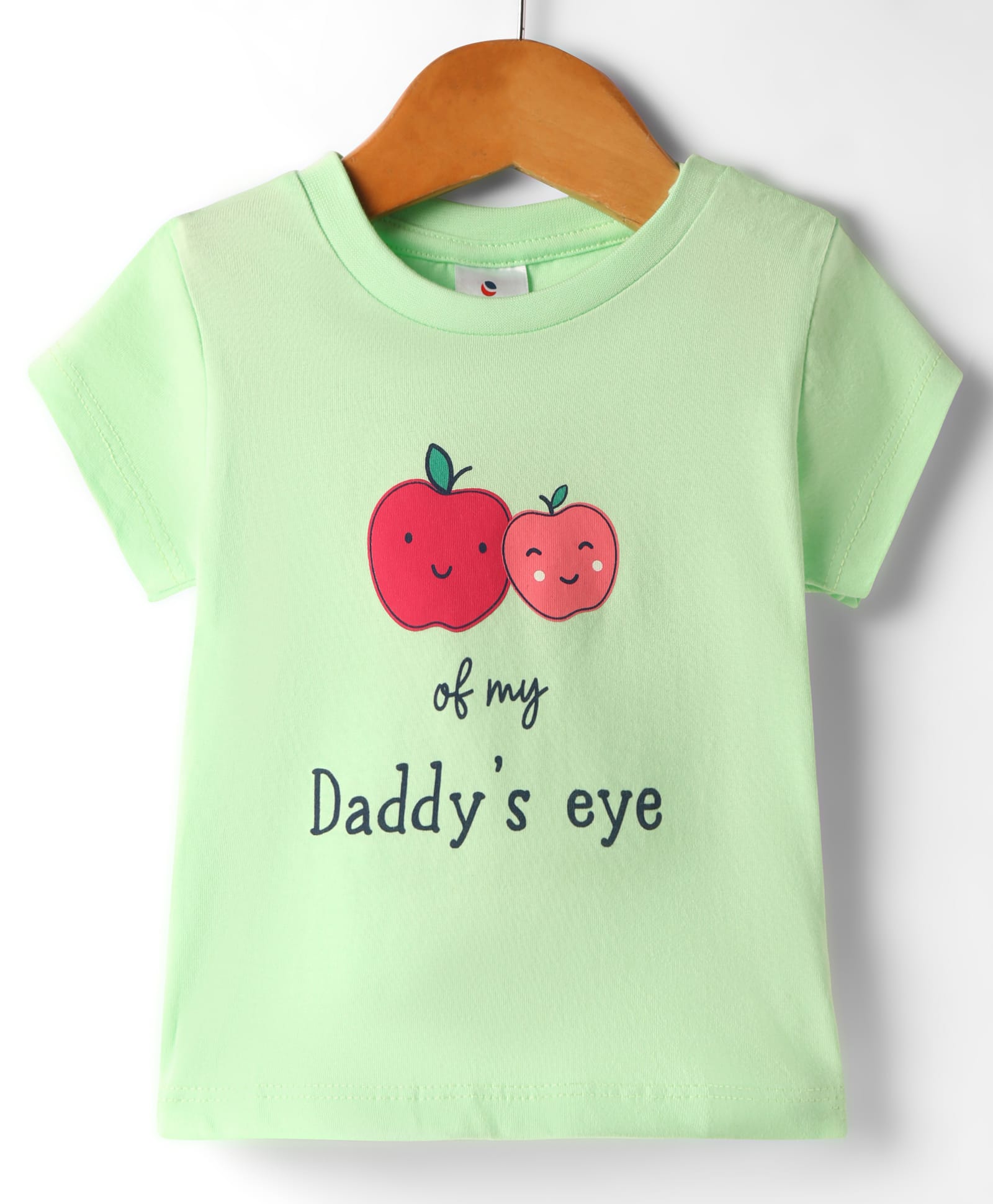Ollypop Sinker Knit Half Sleeves T-Shirt With Daddys Eye Text Print - Light Green-image-34