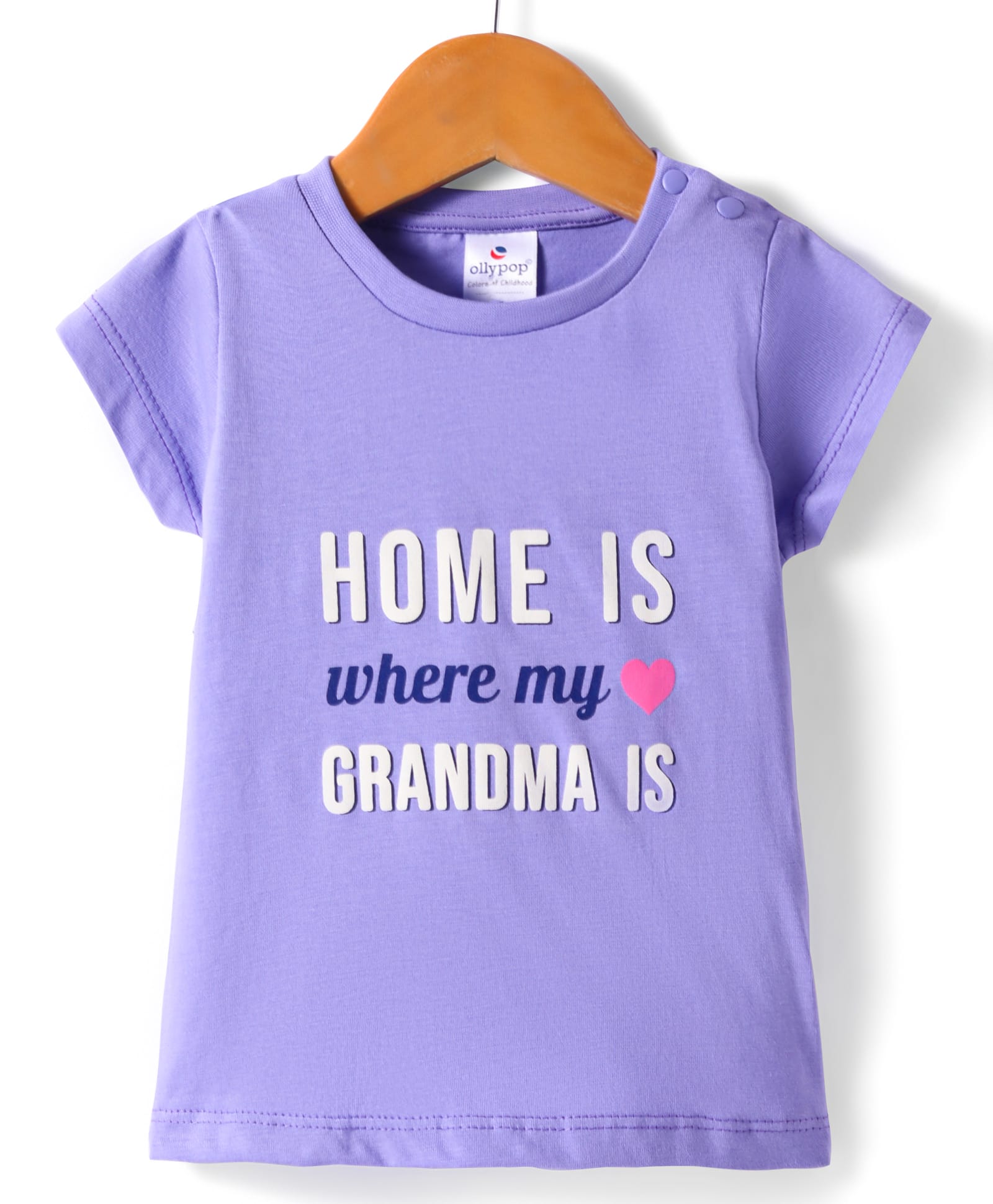 Ollypop Sinker Knit Half Sleeves Top with Home is Where my Grandpa Text Print - Violet-picture-20