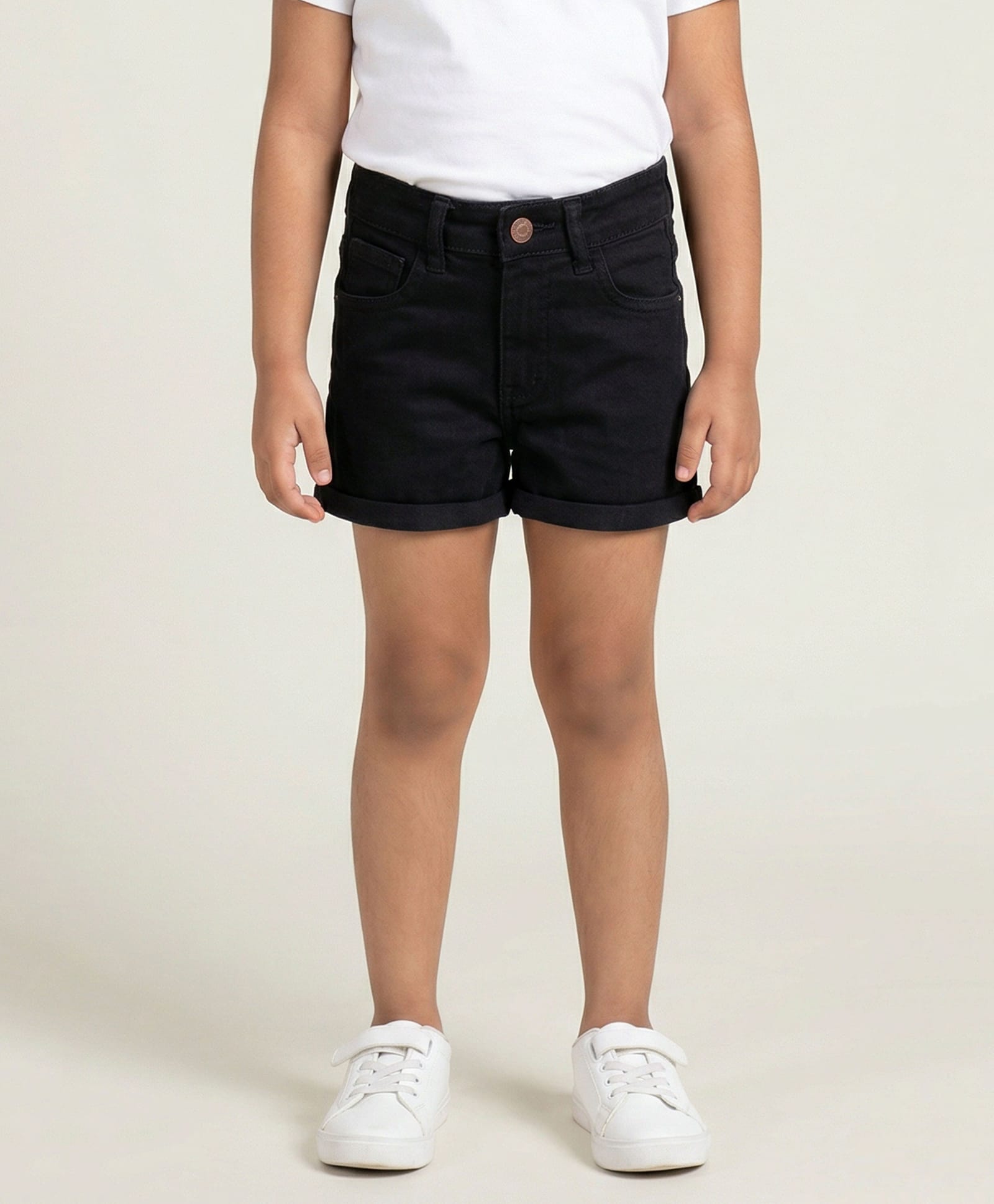 Kiddopanti Denim Solid Shorts - Black-picture-16