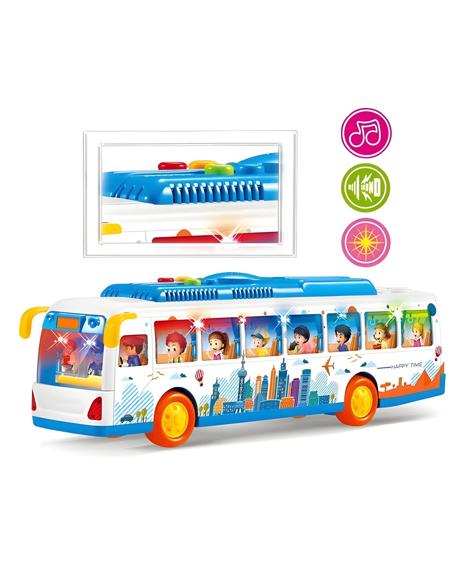 YAMAMA Musical Toy City Bus Toys For Kids Friction Public Bus Activity Toy Vehicle With Music Sounds And Lights - Multicolor-picture-10