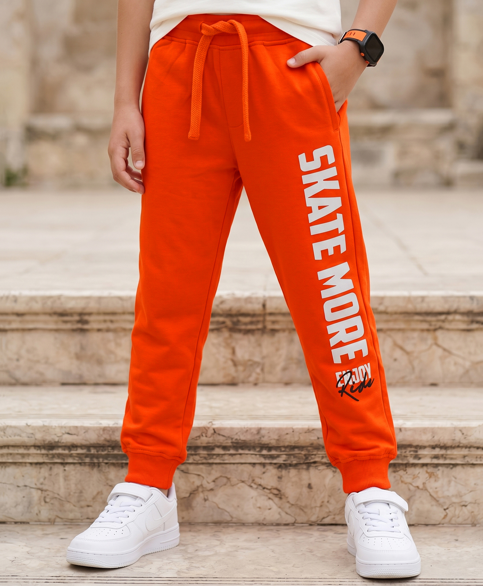 Pine Kids Cotton Knit Full Length Lounge Pant With Text Print - Red-picture-27