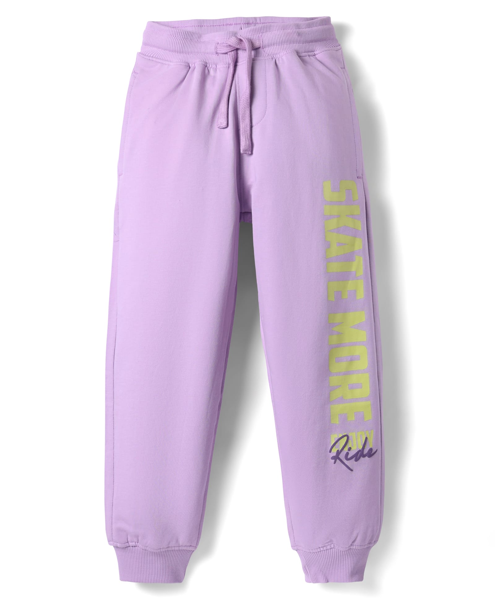 Pine Kids Cotton Knit Full Length Lounge Pant With Text Print - Lavender-picture-12