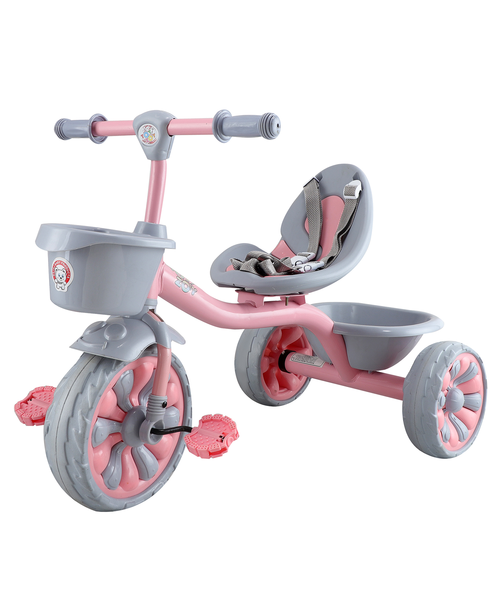 JoyRide Victor T19 Tricycle for kids with Comfortable seat | Safety Belt | Rubber Wheel Tricycle for Kids with Dual Storage Basket Tricycle-picture-43