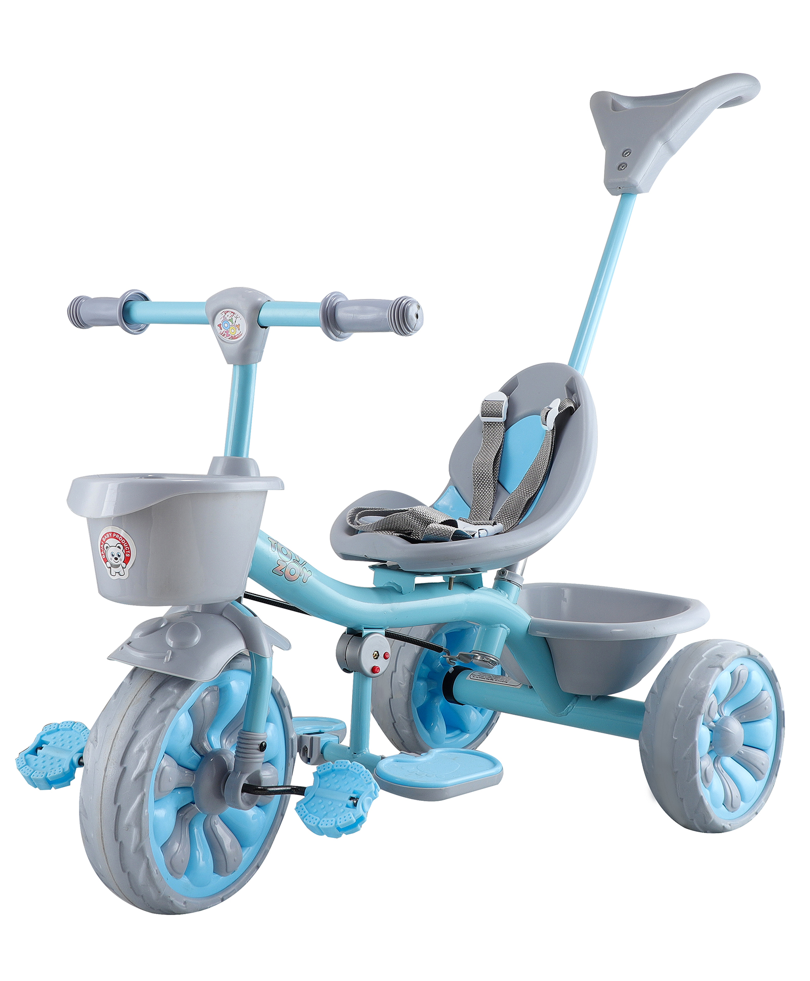 JoyRide Victor T20 Tricycle for kids with Comfortable seat | Safety Belt andParental Push Handle| Rubber Wheel Tricycle for Kids | 2 to 5 Years Kids with Dual Storage Basket Tricycle-image-2