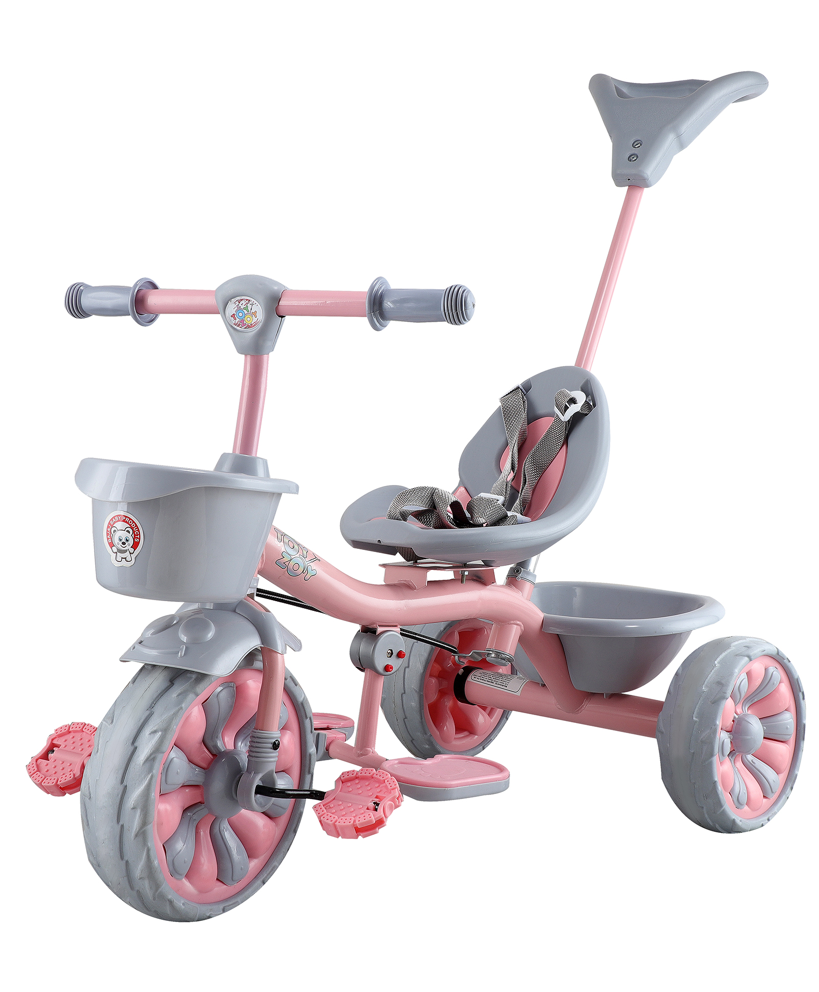 JoyRide Victor T20 Tricycle for kids with Comfortable seat | Safety Belt andParental Push Handle| Rubber Wheel Tricycle for Kids | 2 to 5 Years Kids with Dual Storage Basket Tricycle-image-22