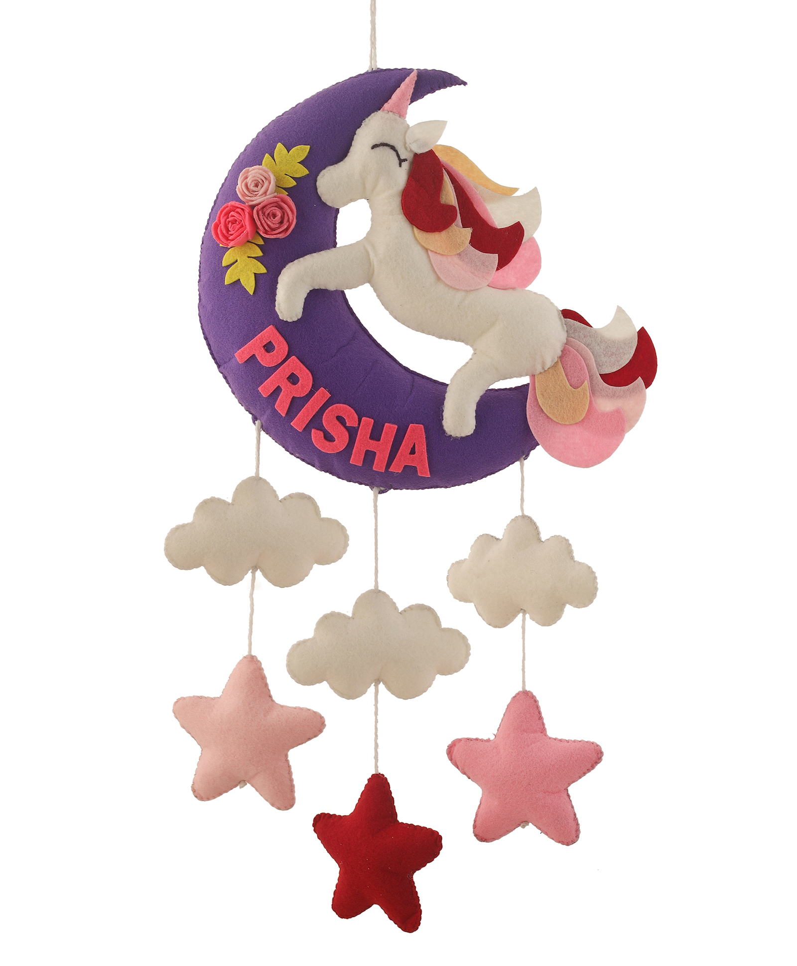 Lill Pumpkins Moon Unicorn with Stars Theme Personalised Felt Name Alphabet Hanging for Kids Name Plaque - Purple-image-19