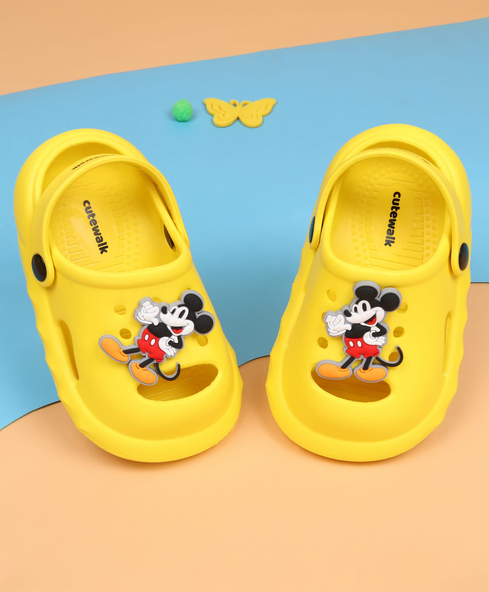Cute Walk by Babyhug Disney Back Strap Closure Clogs With Mickey Mouse Applique - Yellow-picture-26